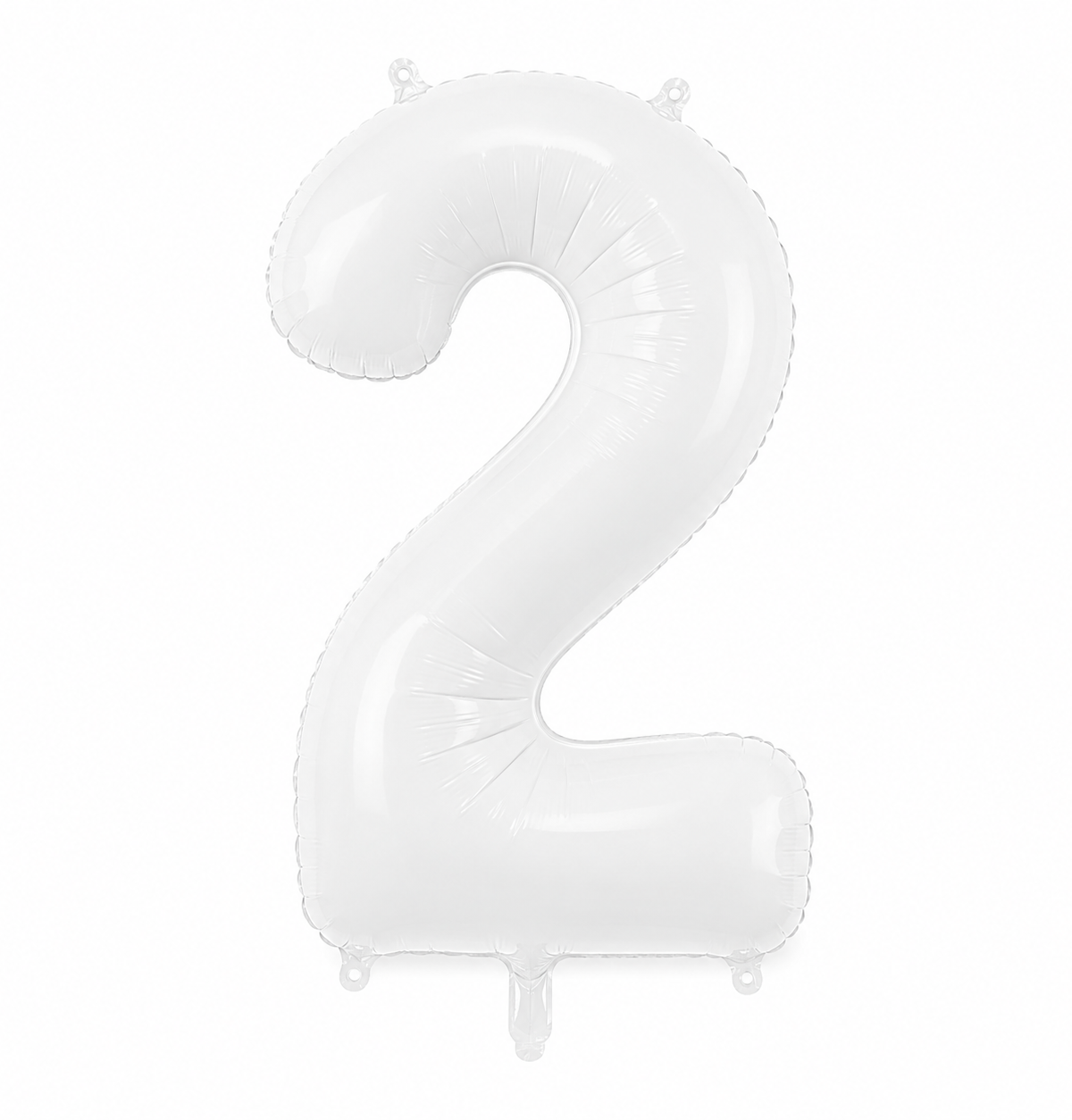 34" White Number 2 Foil Balloons