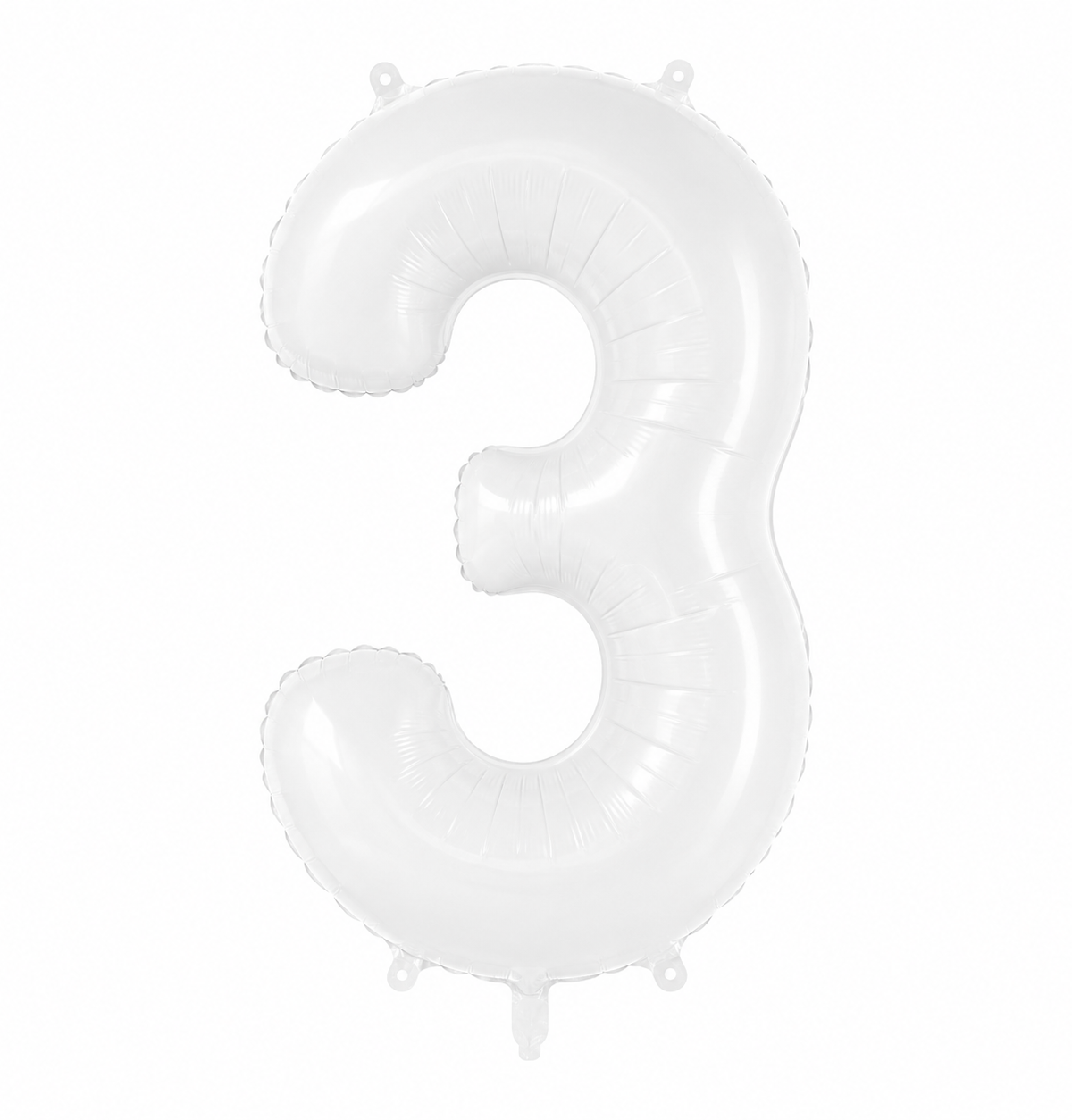34" White Number 3 Foil Balloon