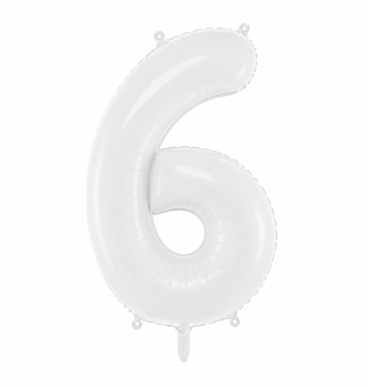 34" White Number 6 Foil Balloon