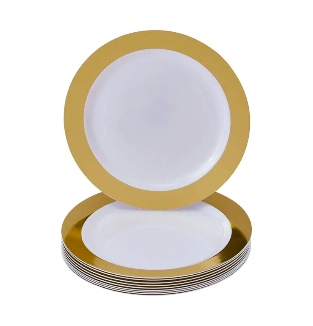 7.5" WHITE PLATES W/ SOLID GOLD HOT STAMP - 10CT