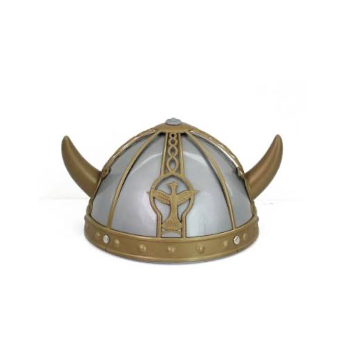 Child's Horned Silver And Gold Viking Helmet