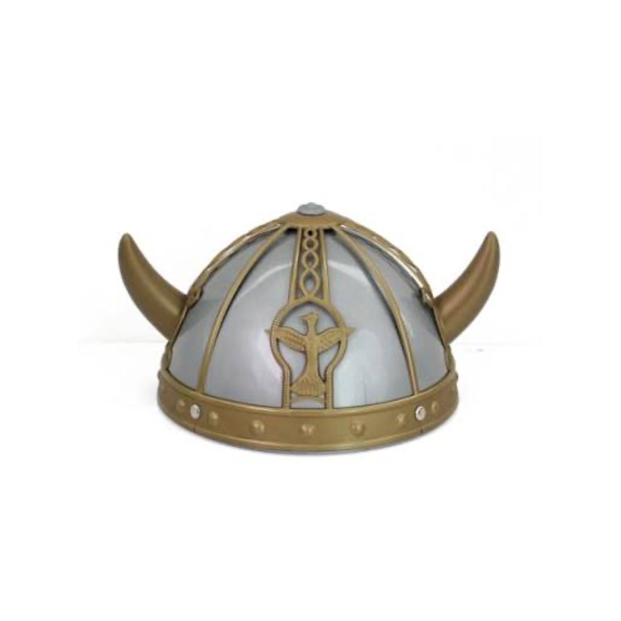 IMG_0062-1.jpg Child's Horned Silver And Gold Viking Helmet - Image 1