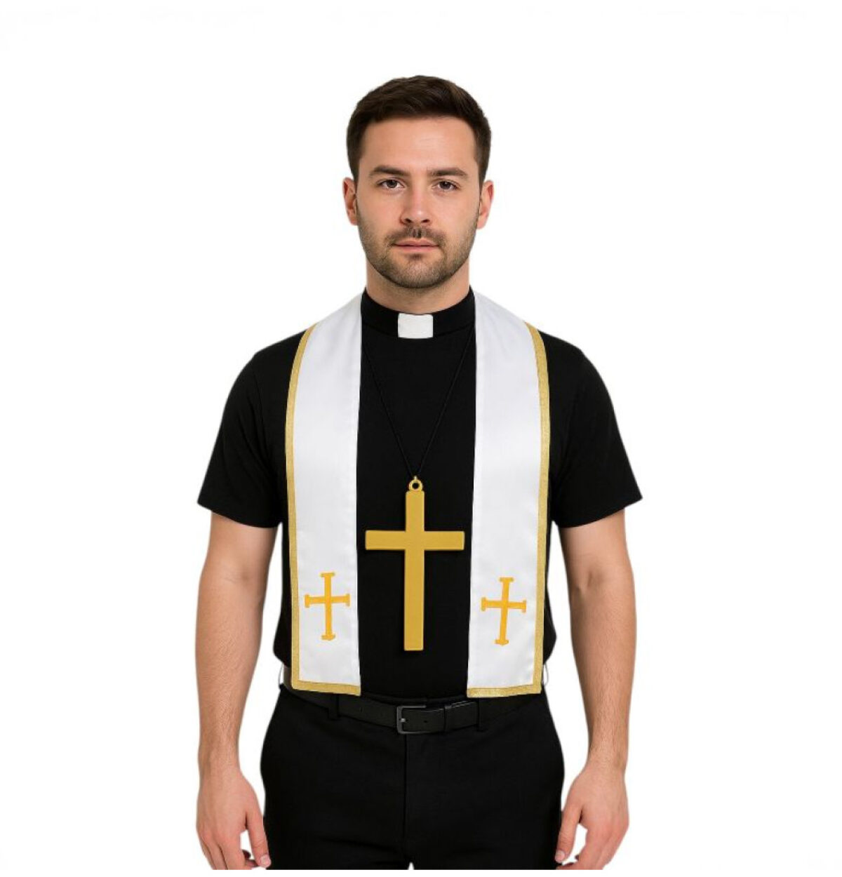 Priest Kit (Shawl, Clerical Collar, Cross Necklace)