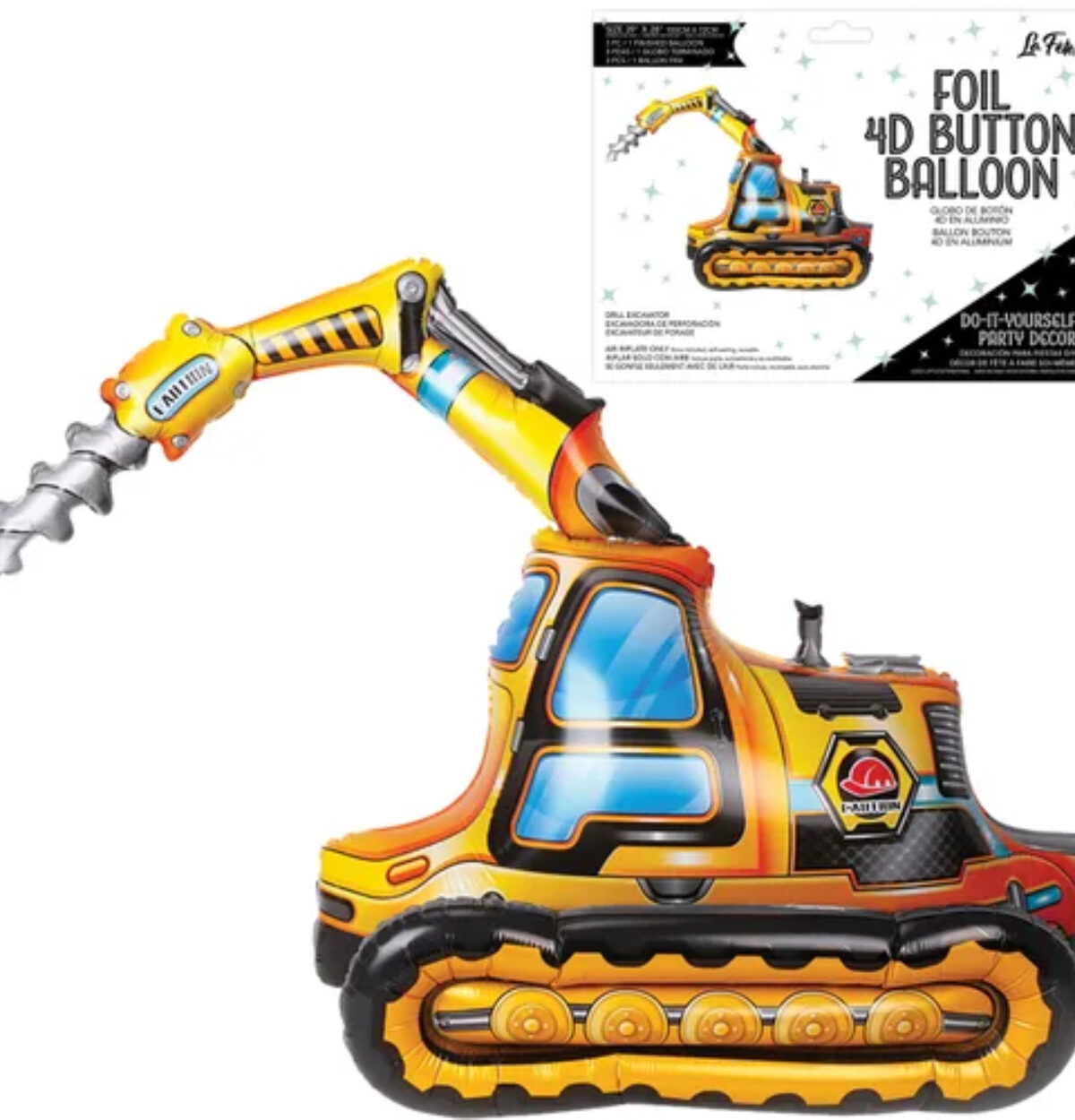 DRILL EXCAVATOR 4D BUTTON AIR INFLATE BALLOON