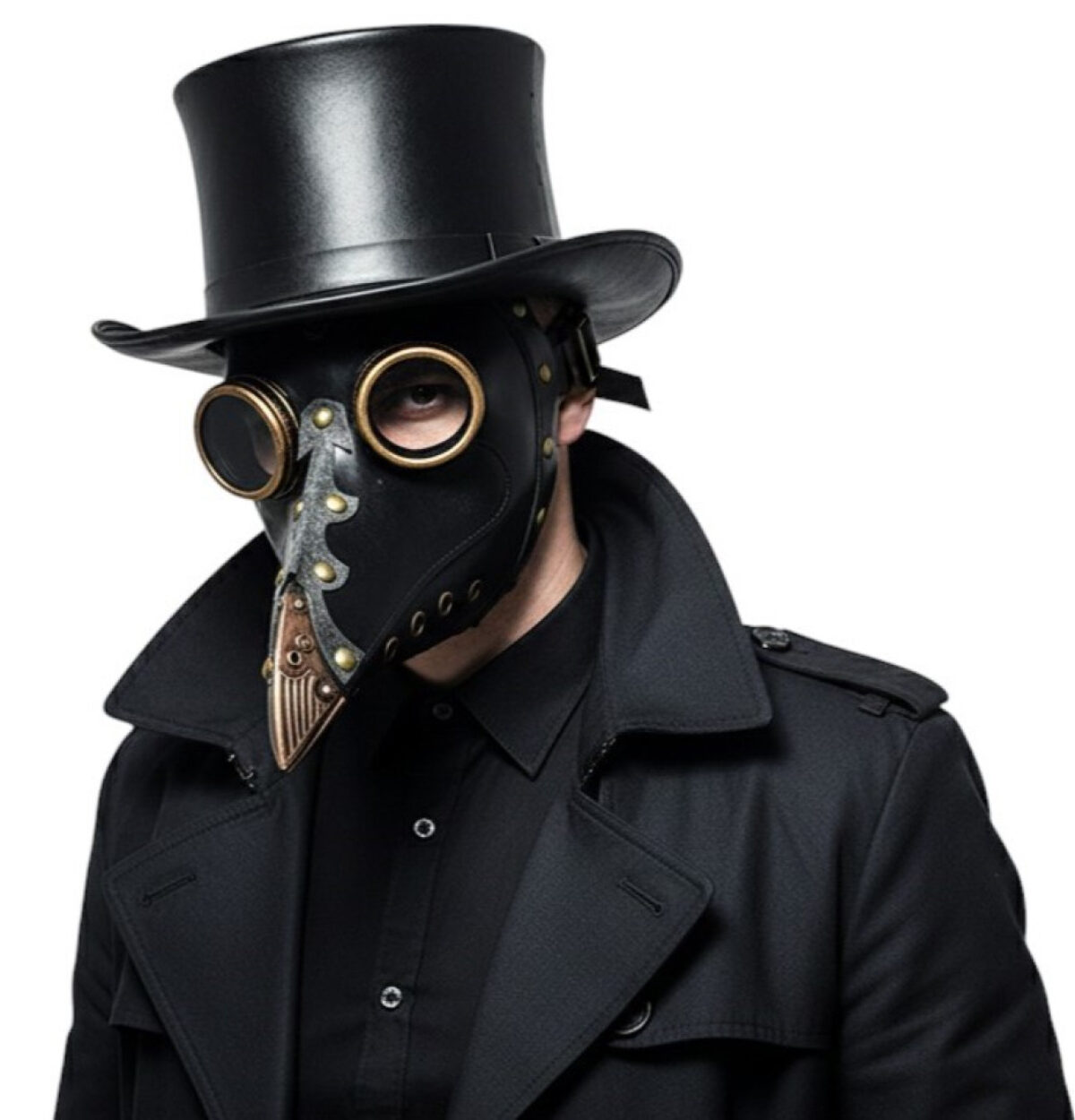 Black Plague Doctor Mask with Goggles