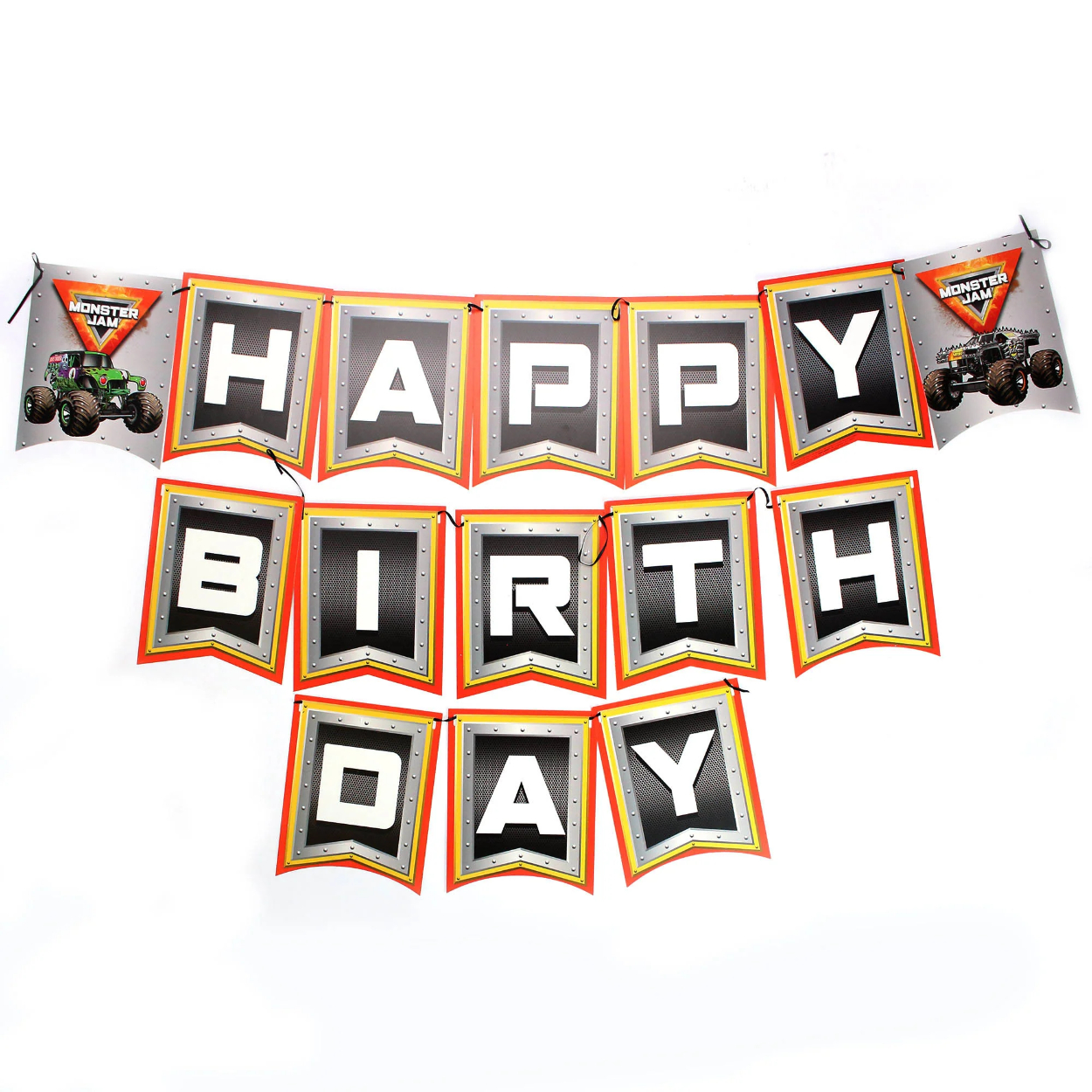 MonsterJam-Jointed_Banner-Flat_4b943bbc-0f59-431e-877b-3eb77cf7e69d-1.jpg Monster Jam "Happy Birthday" Jointed Flag Banner - Image 1