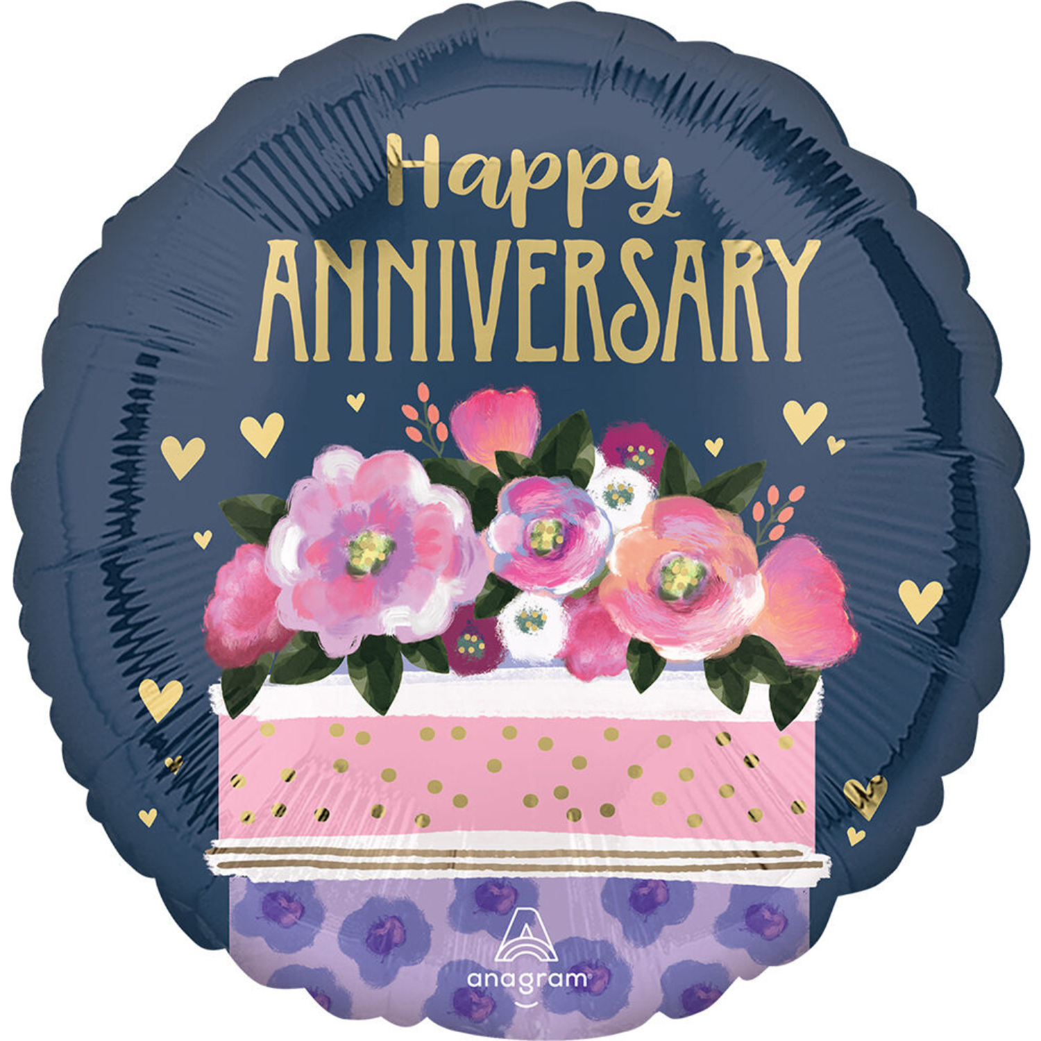 Mylar-1-37.png 17" Happy Anniversary Cake Balloon #65 - Image 1