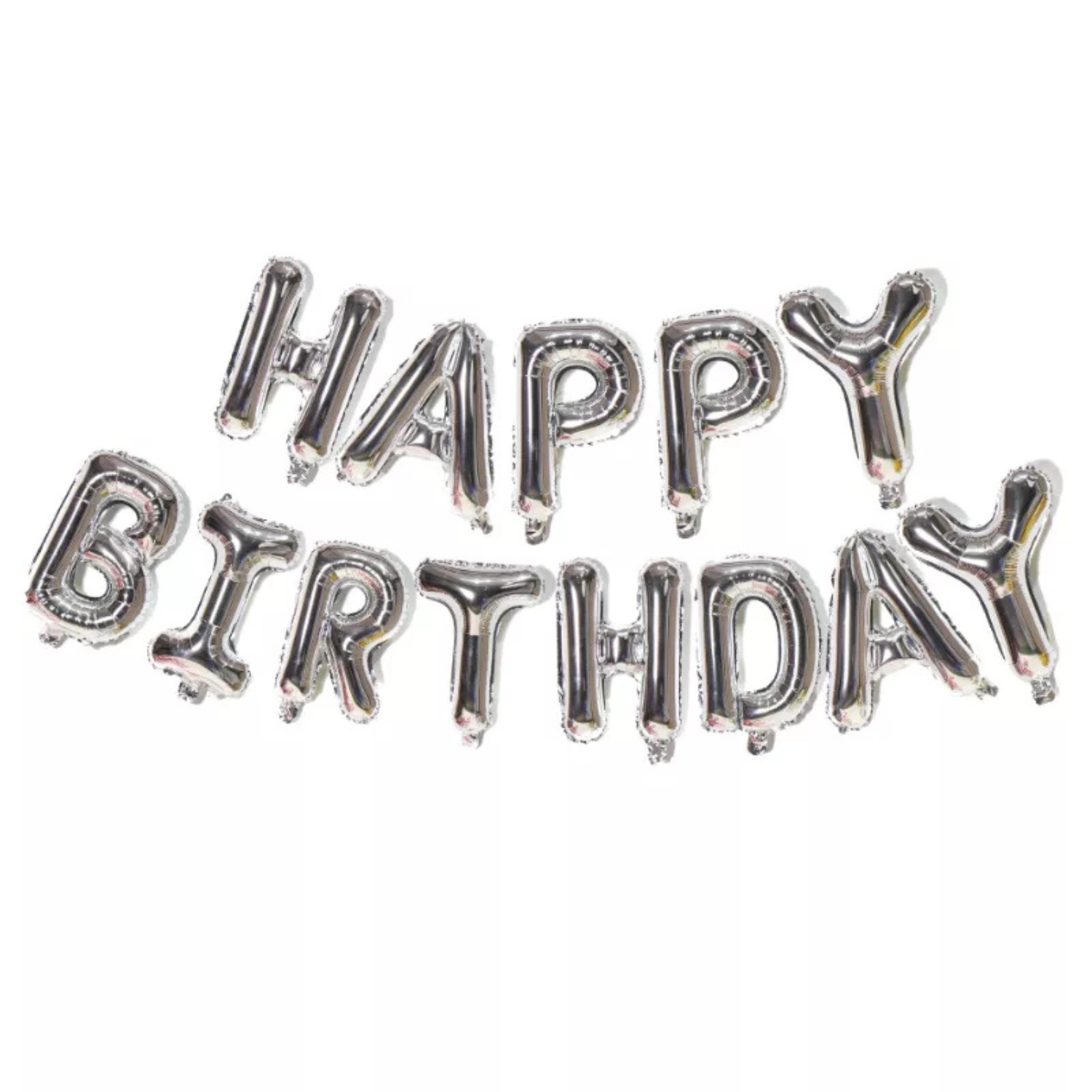 Mylar-1-41-.png 14" Silver Happy Birthday Letter Balloon Banner - Image 1