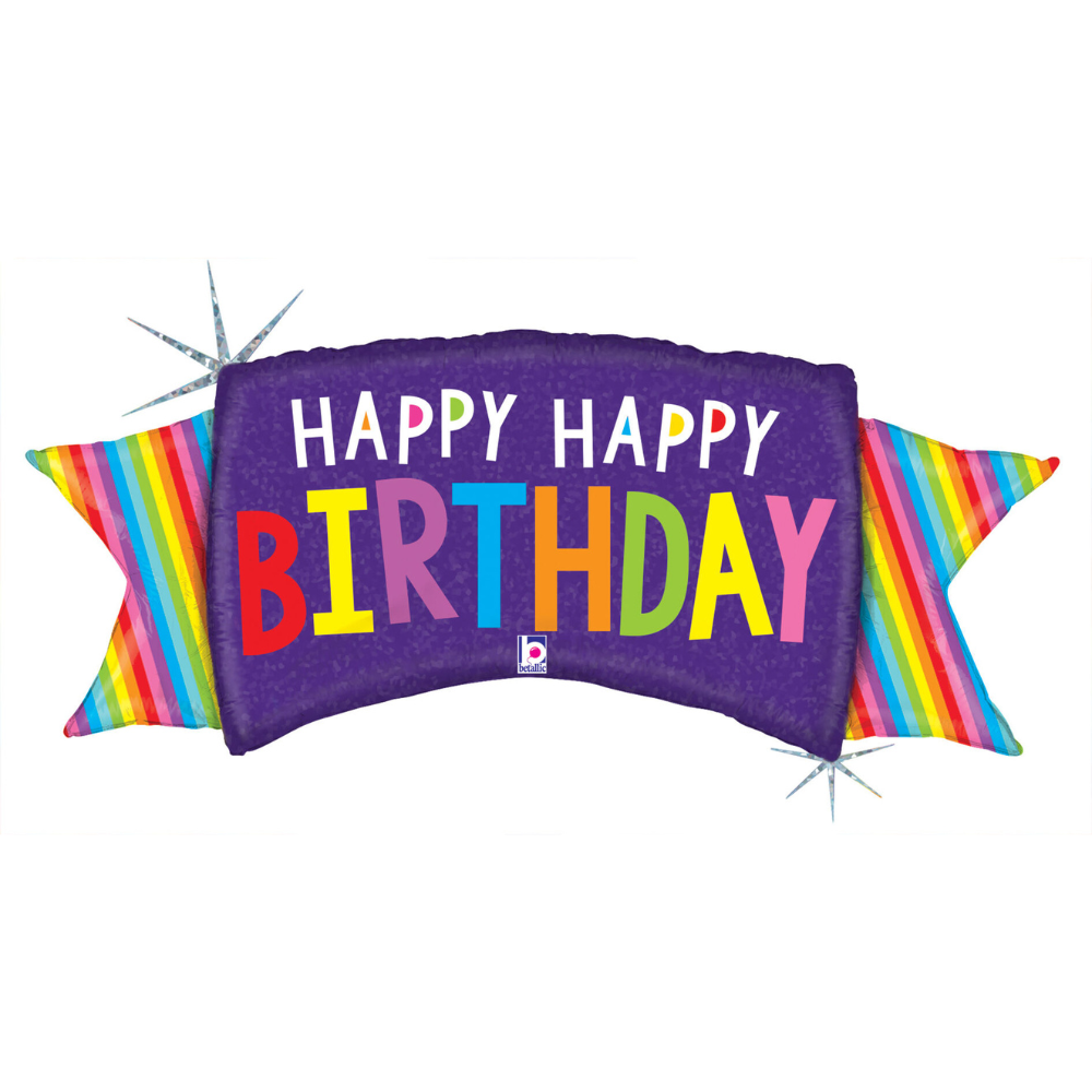 Mylar-Ba-1-48-.png 46" Rainbow Banner Birthday Balloon #359 - Image 1