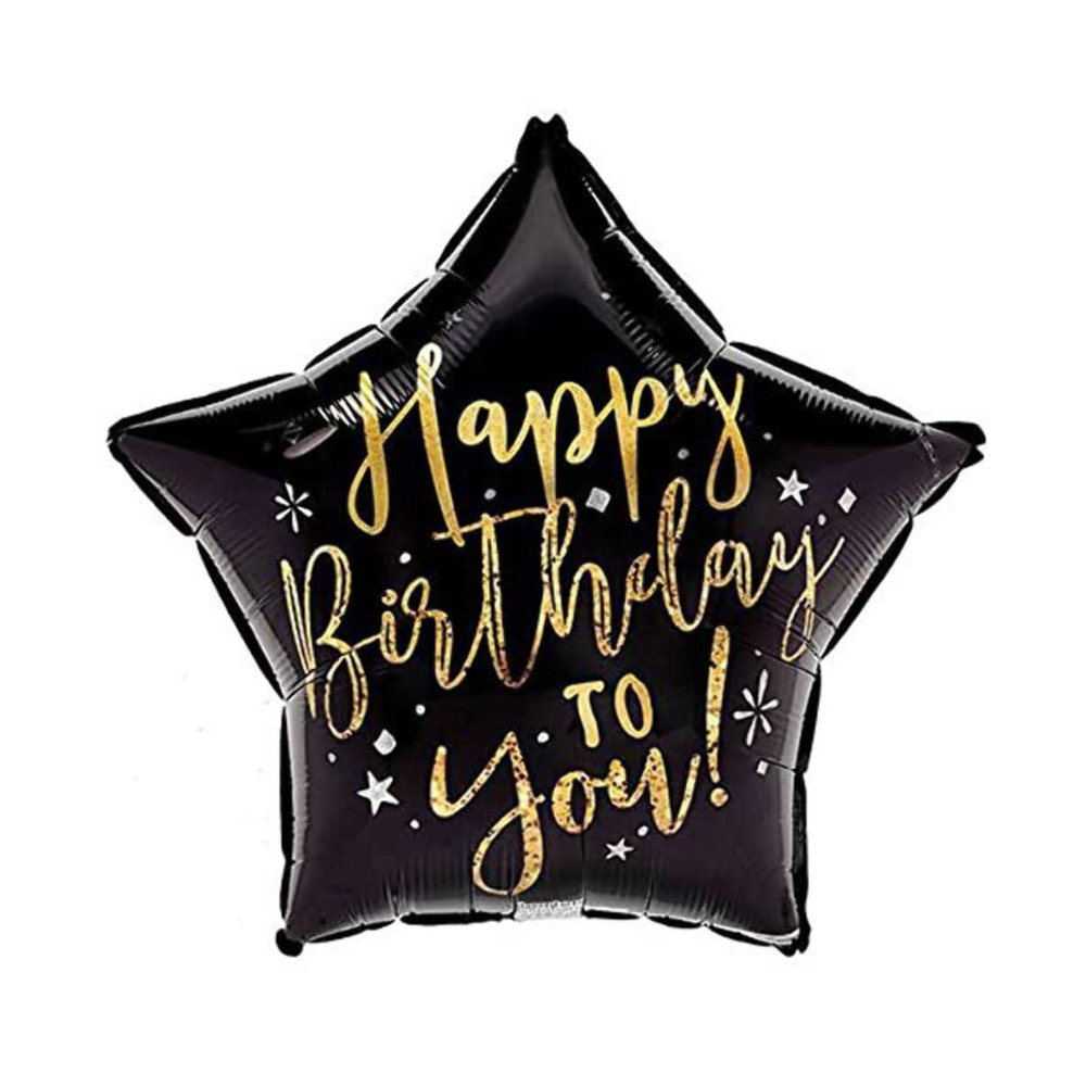 Mylar-Ba-1-52-.png 17" Hbd Black Star Balloon - Image 1