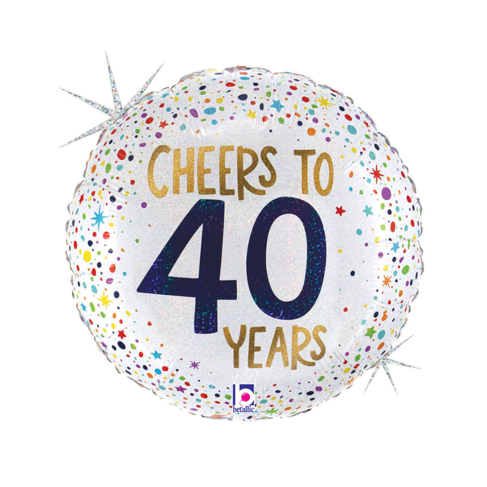 Mylar-Ba-1-55-.png 18" CHEERS TO 40 YEARS BALLOON HOLO -PKG - Image 1
