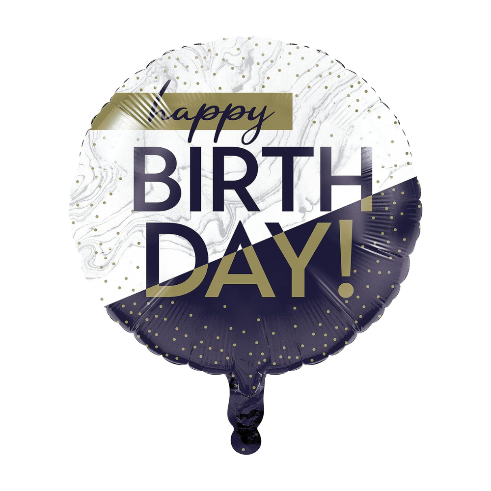 Mylar-Ba-1-87-.png Navy & Gold Milestone 18" Mylar Balloon 1ct. - Image 1