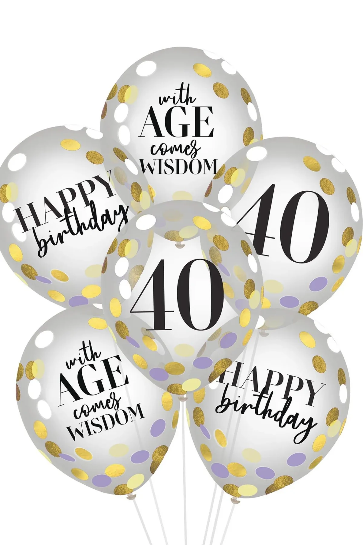 Party of the Ages 40th Birthday Confetti Latex Balloons