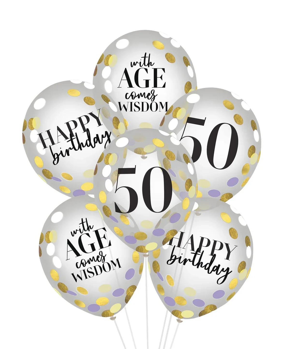 Party of The Ages Latex Confetti Balloon - Fifty