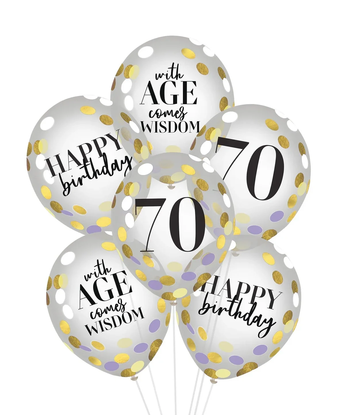 Party of The Ages Latex Confetti Balloon - Seventy