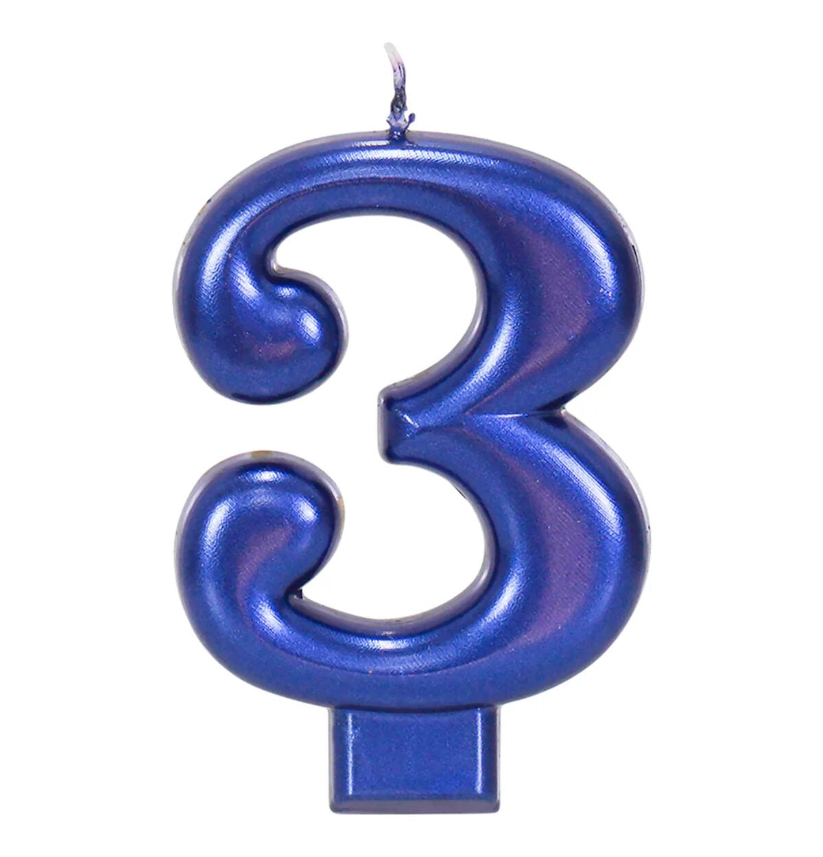 Blue Metallic 3.25 inch Number Candles #3
