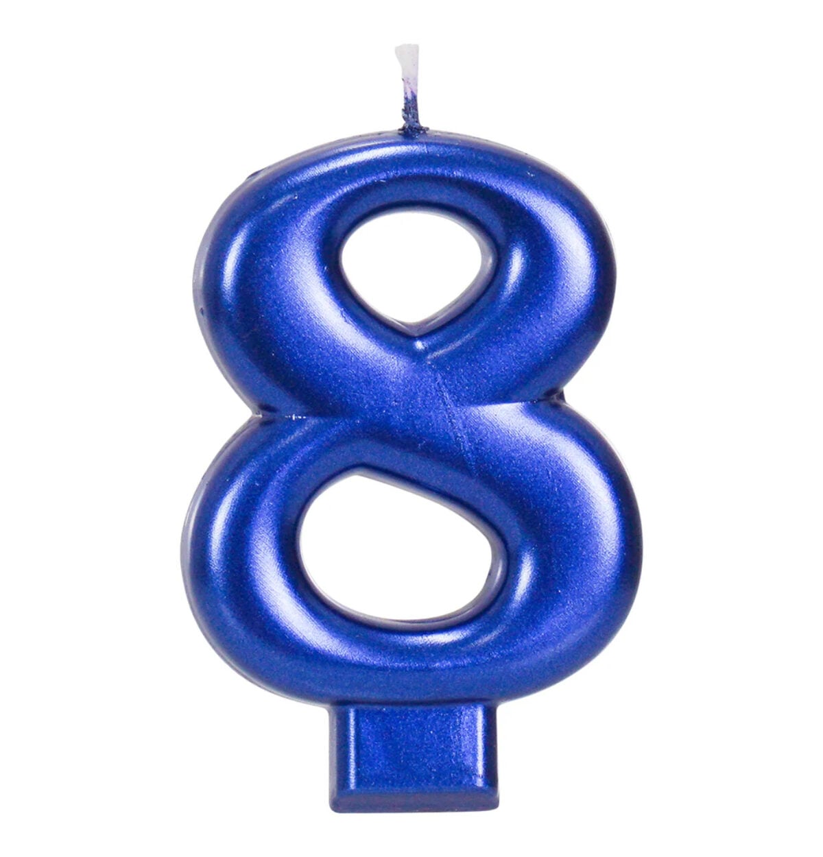 Blue Metallic 3.25 inch Number Candles #8