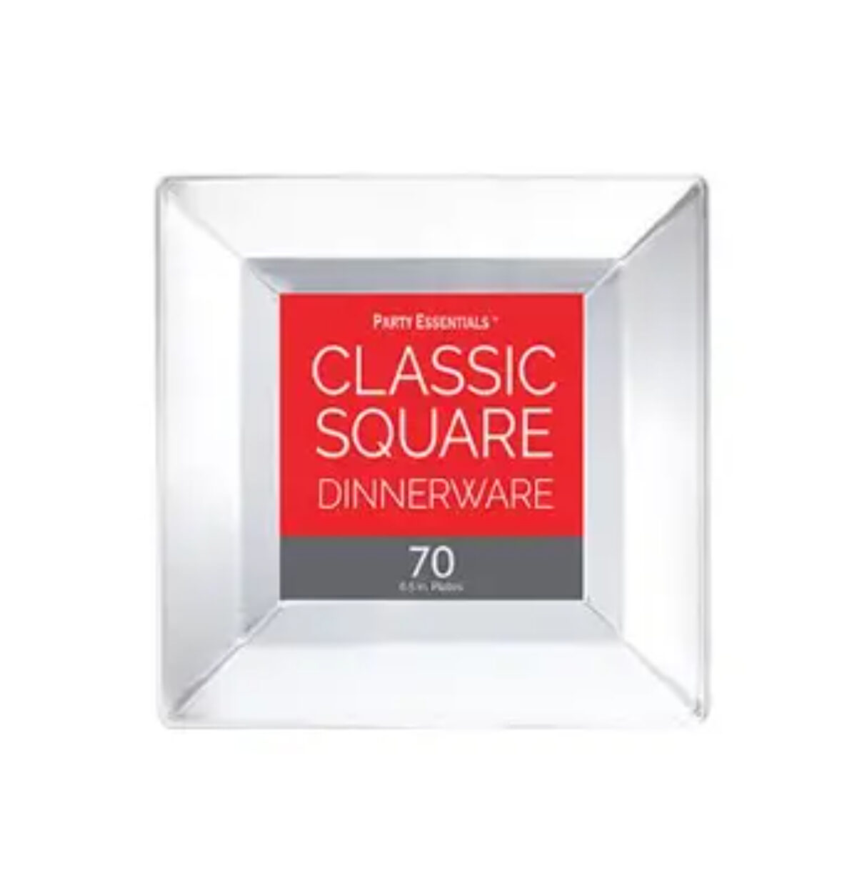 6.5 CLASSIC SQUARE PLATES CLEAR 70CT.