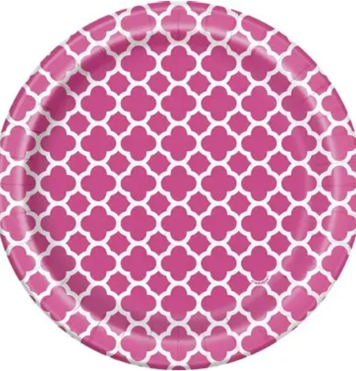 Hot Pink Quatrefoil 7in Plates 8ct.