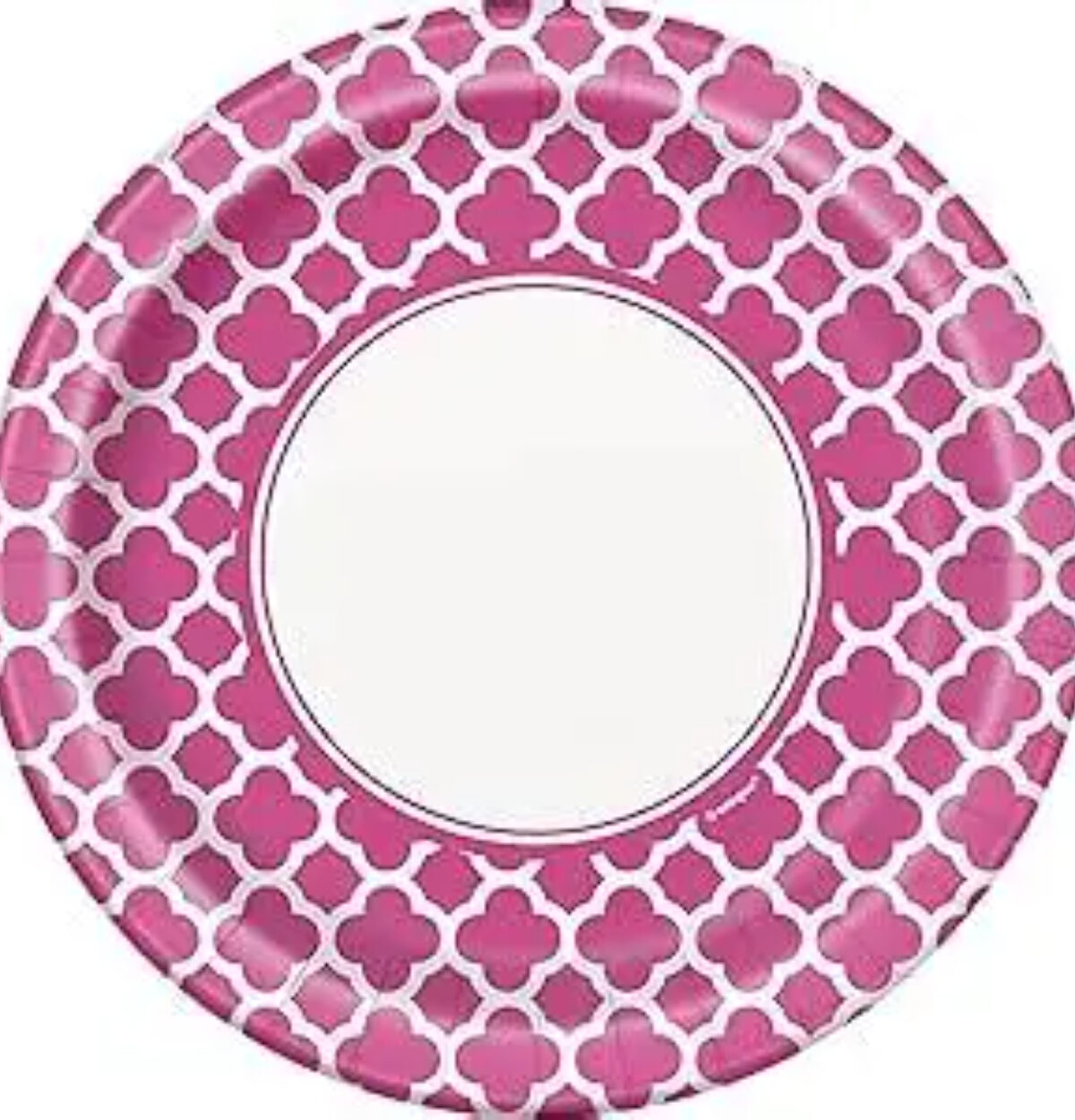 Hot Pink Quatrefoil 9in Plates 8ct.