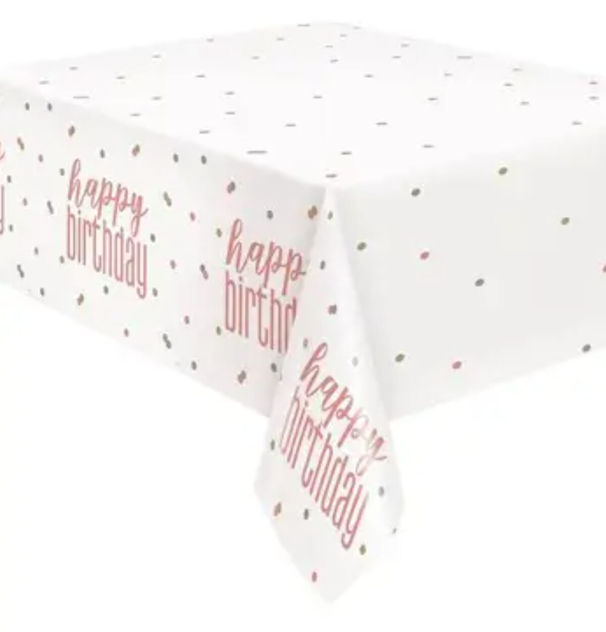 Glitz Rose Gold "Happy Birthday" Plastic Table Cover 54"x84"
