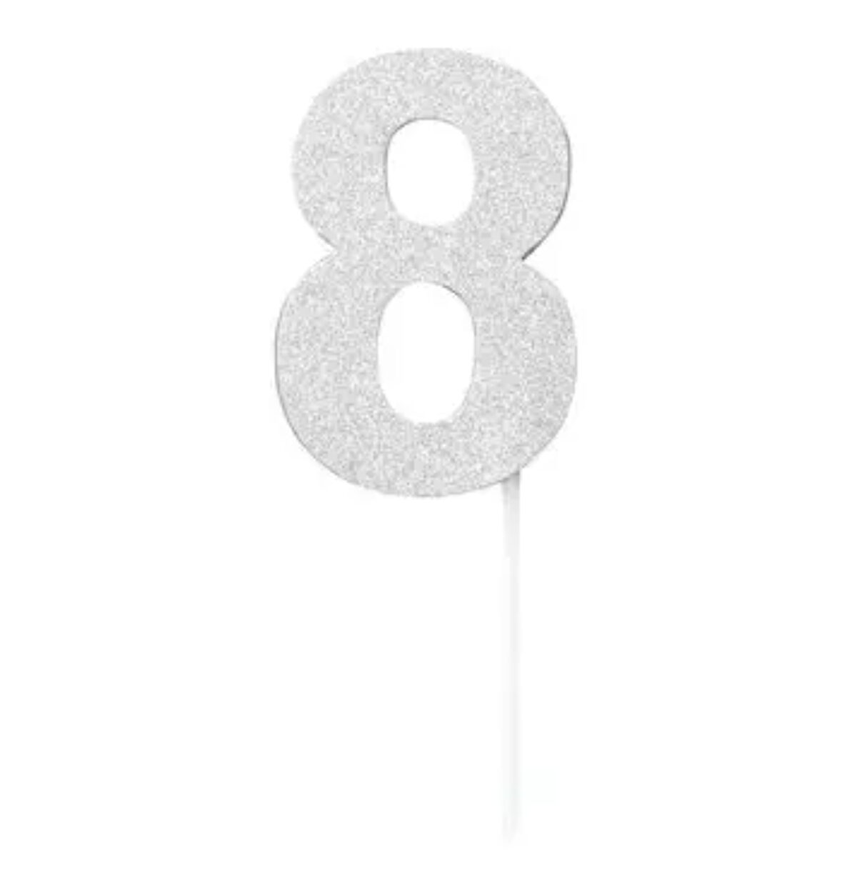 Cake Topper Silver Diamond Number 8