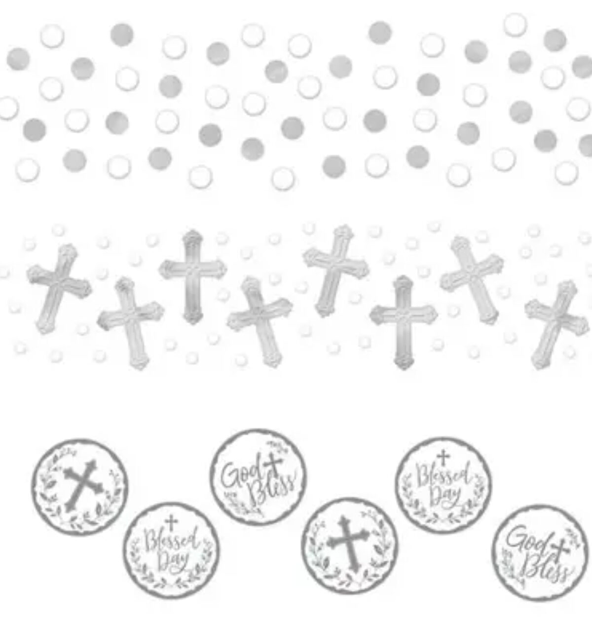 Holy Day 3 Mix Confetti 1.2 oz Silver Religious Tableware