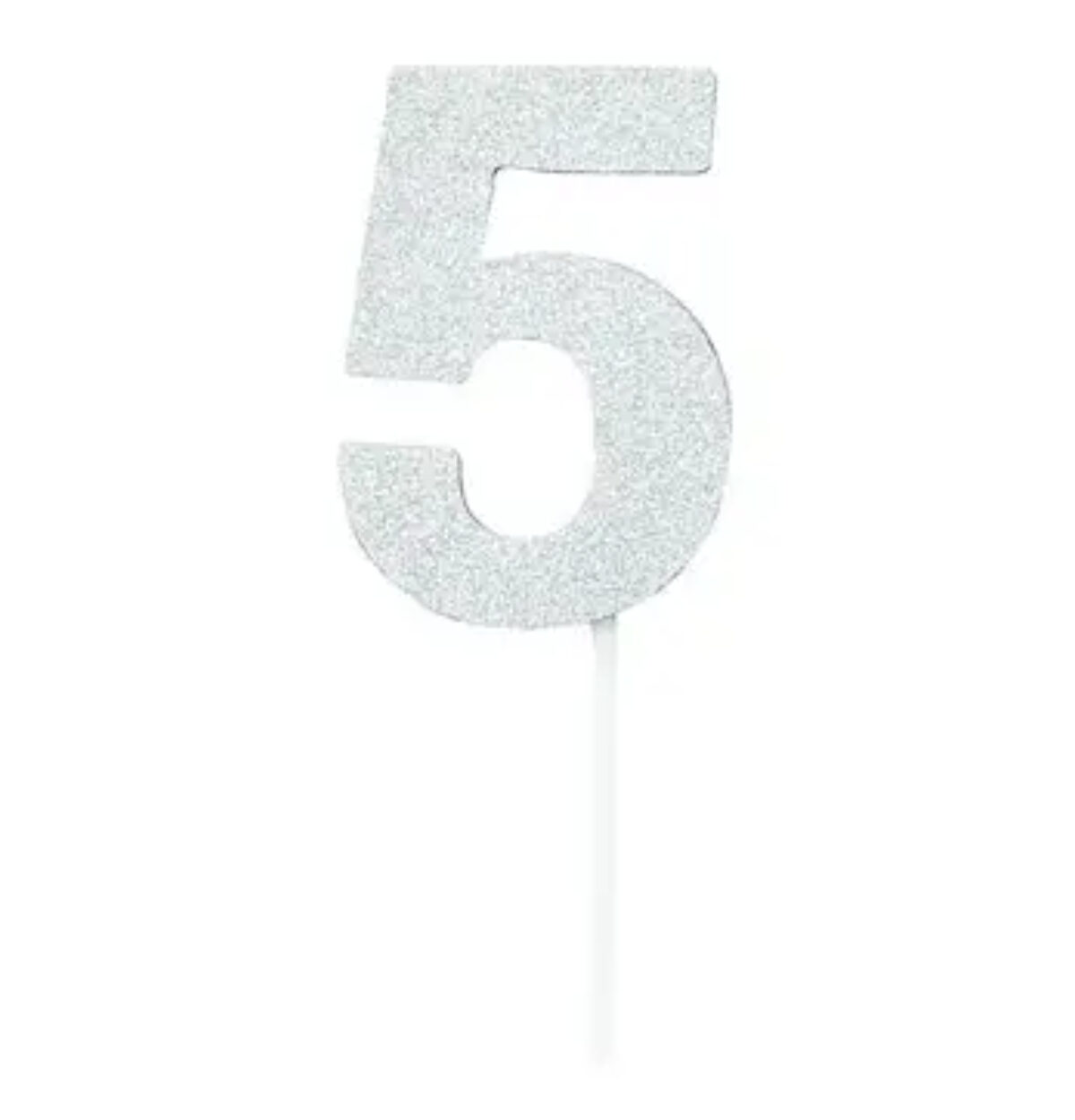 Cake Topper Silver Diamond Number 5