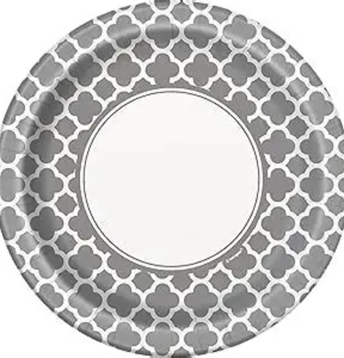 Silver Quatrefoil 9in Plates 8ct.