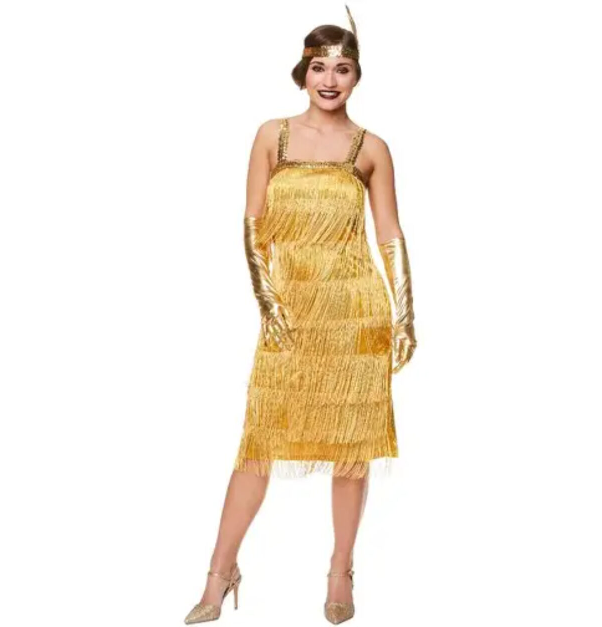 ROARING 20S 1920 GOLD FLAPPER DRESS WOMEN'S COSTUME X-LARGE 18-20