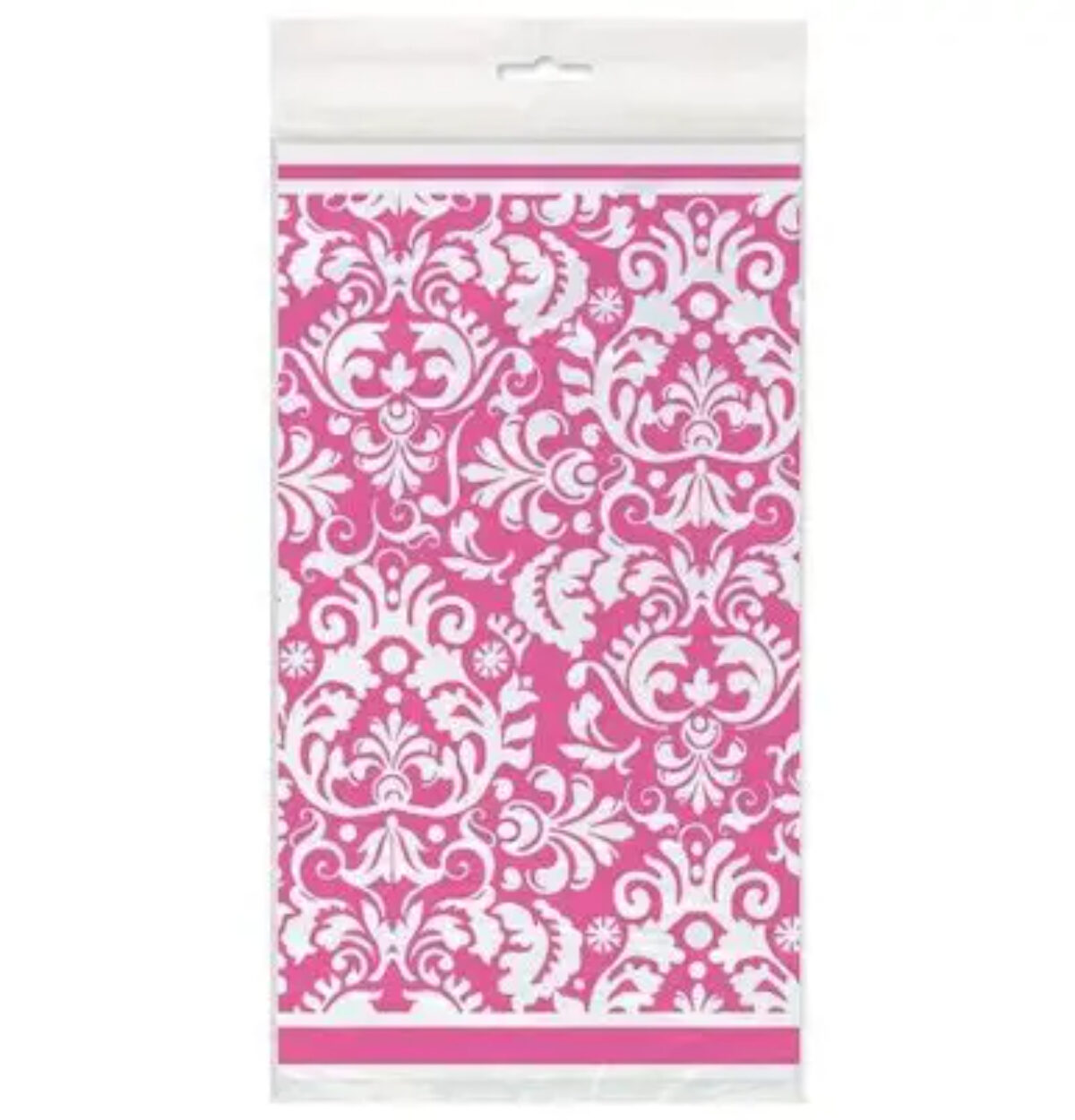 Pink Damask Plastic Table Cover 54" X 84"