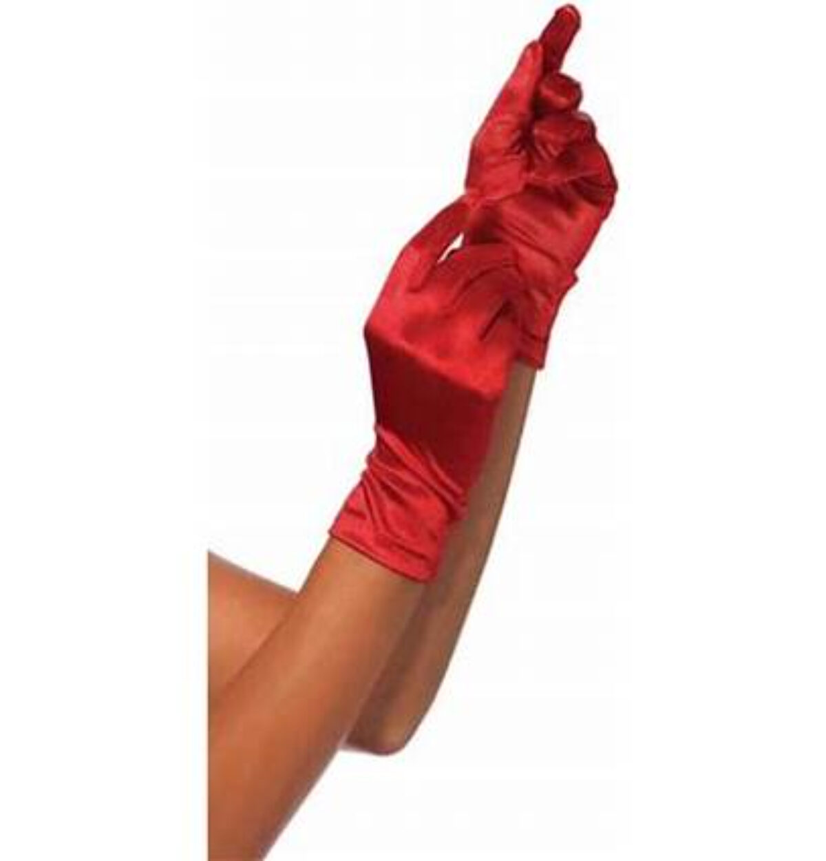 Red Satin Wrist Length Costume Gloves (One-Size)