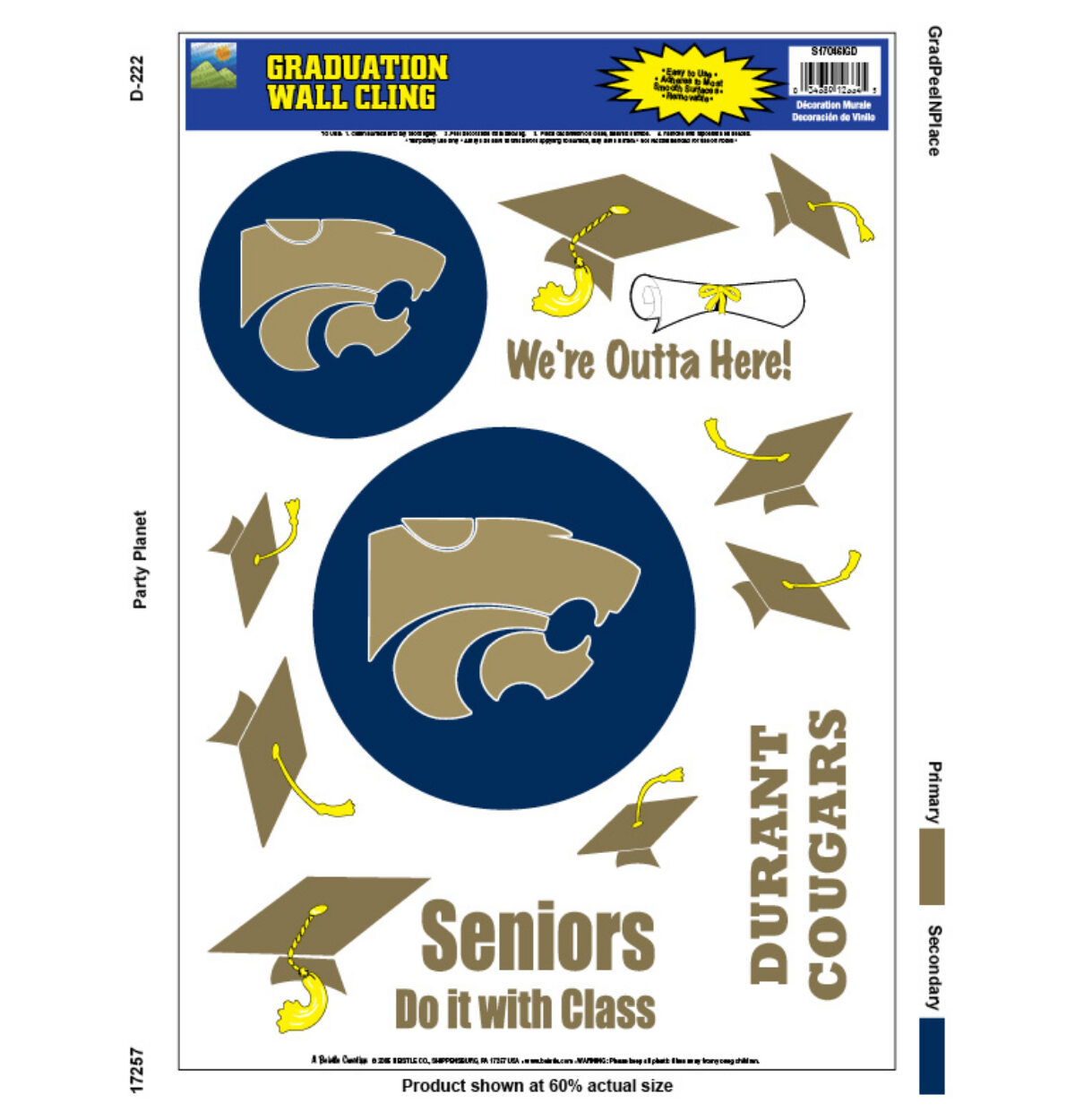 DURANT Grad Peel'N Place Wall Clings