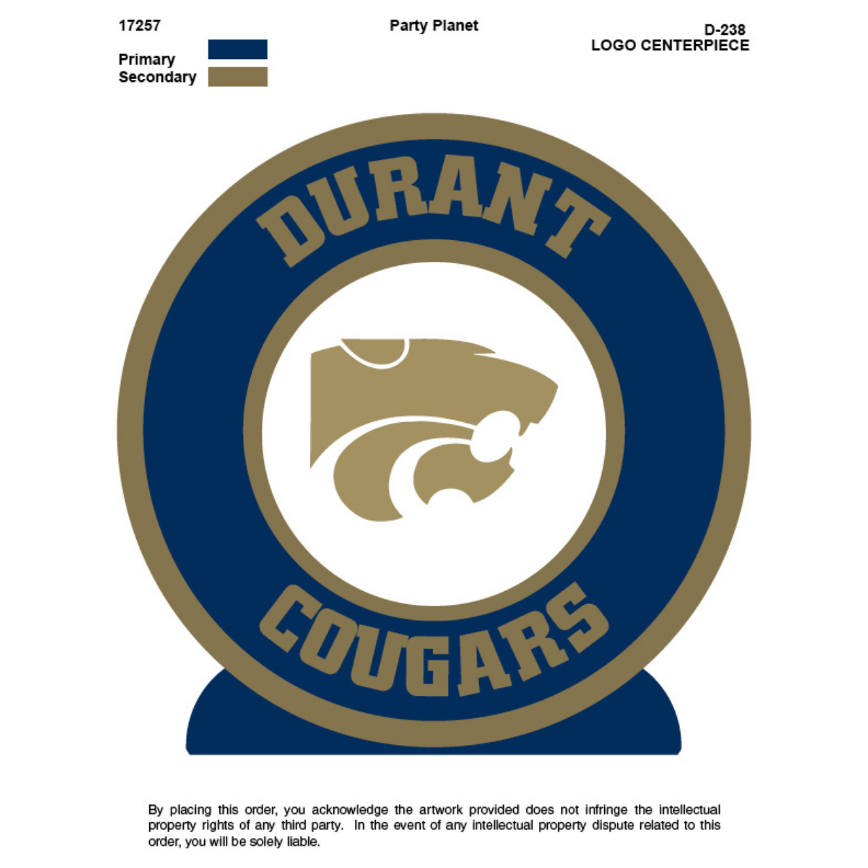 PD-238-Logo_r00003_p001.jpg DURANT High School School Spirit Centerpiece - Image 1