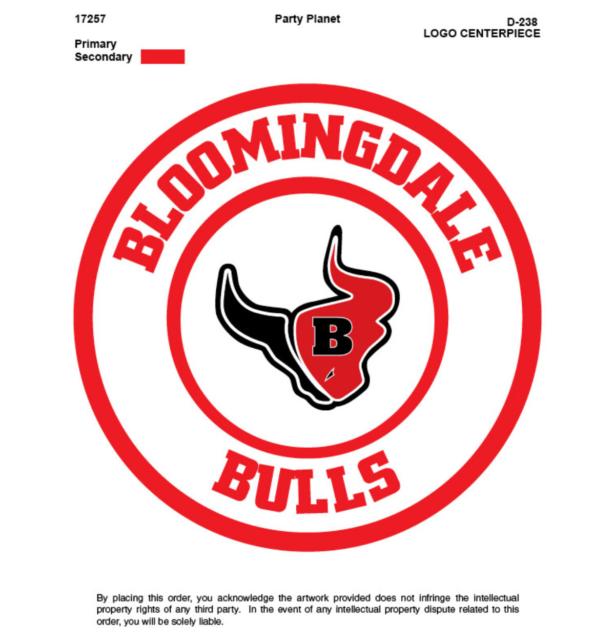 BLOOMINGDALE High School School Spirit Centerpiece