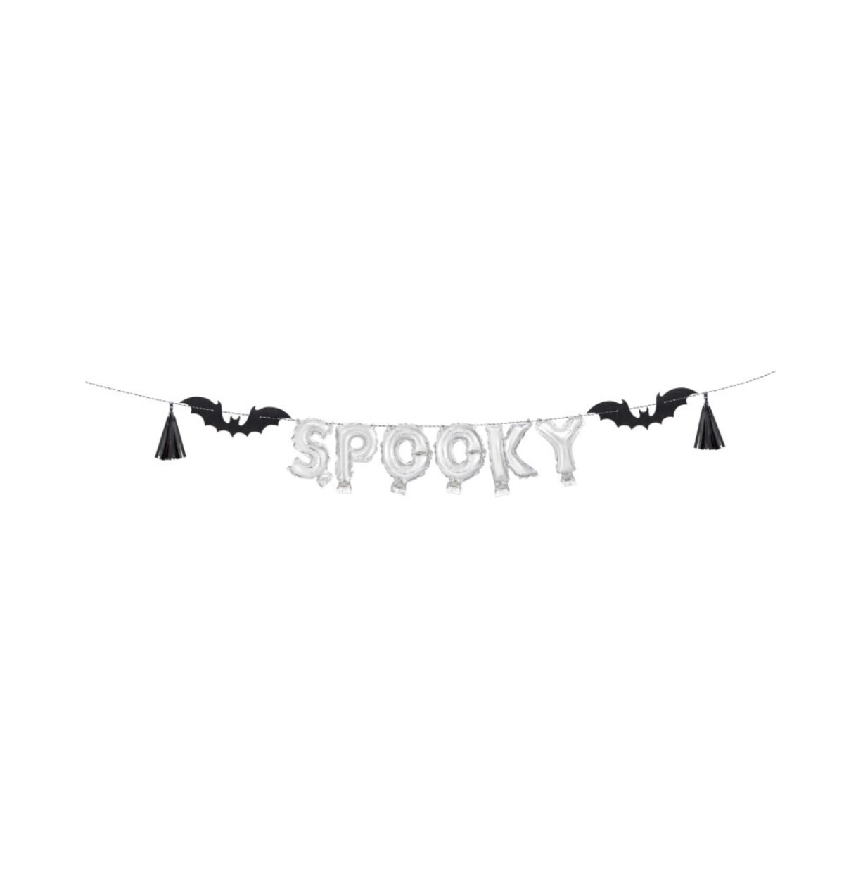 Spooky Halloween Foil Letter Balloon Banner Kit with Foil Tassels & Bat