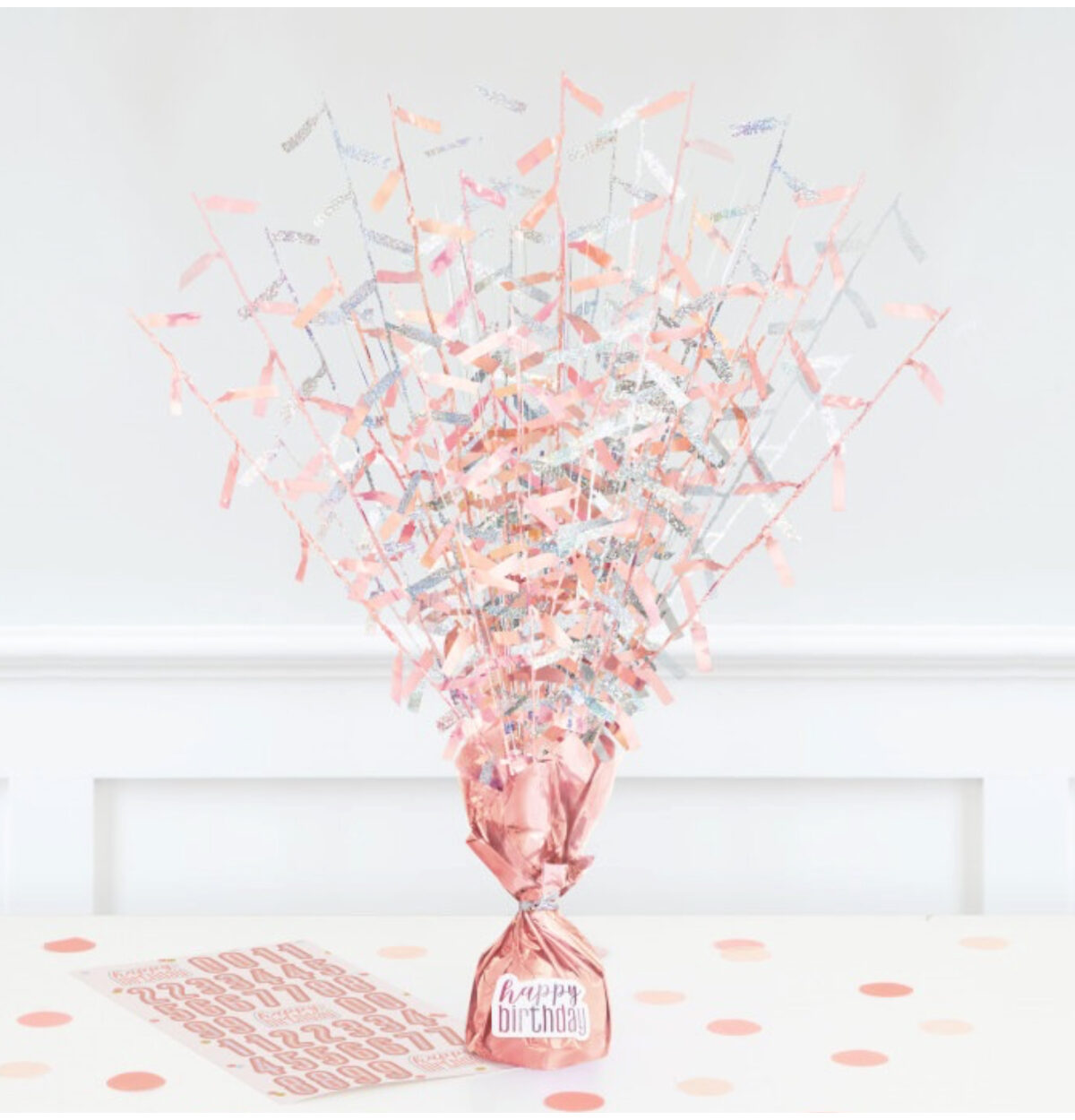 Birthday Glitz Rose Gold Balloon Weight Centerpiece