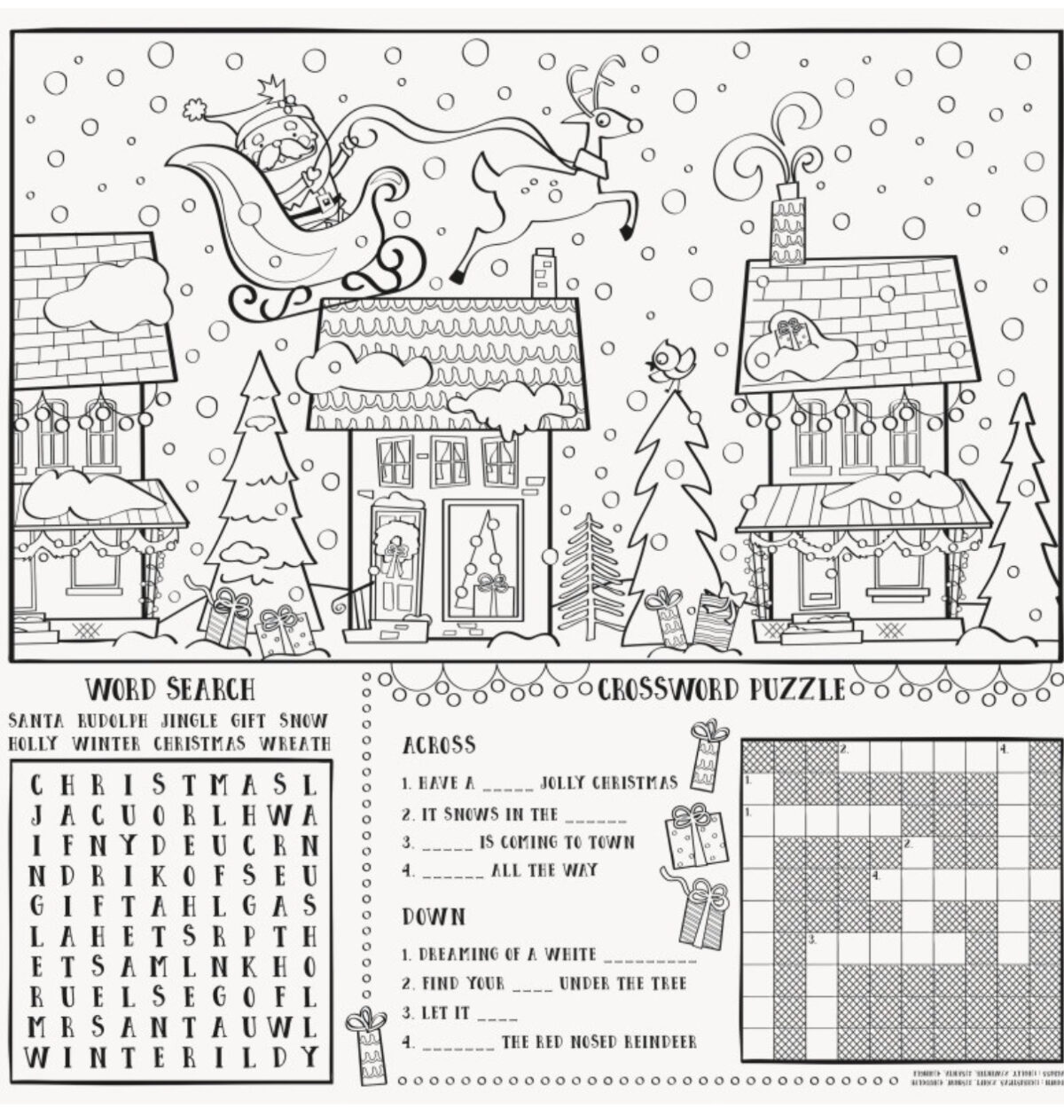 8 SANTA CHRISTMAS COLORING PLACEMATS