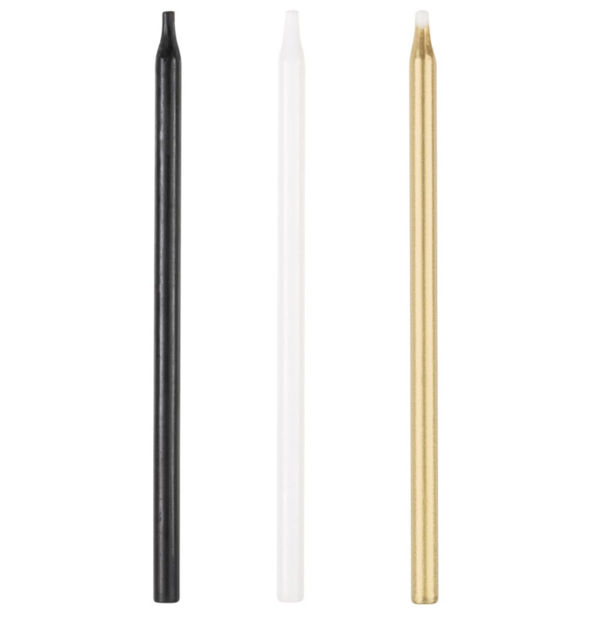 Black Gold & White Assorted 5" Birthday Candles 20ct.
