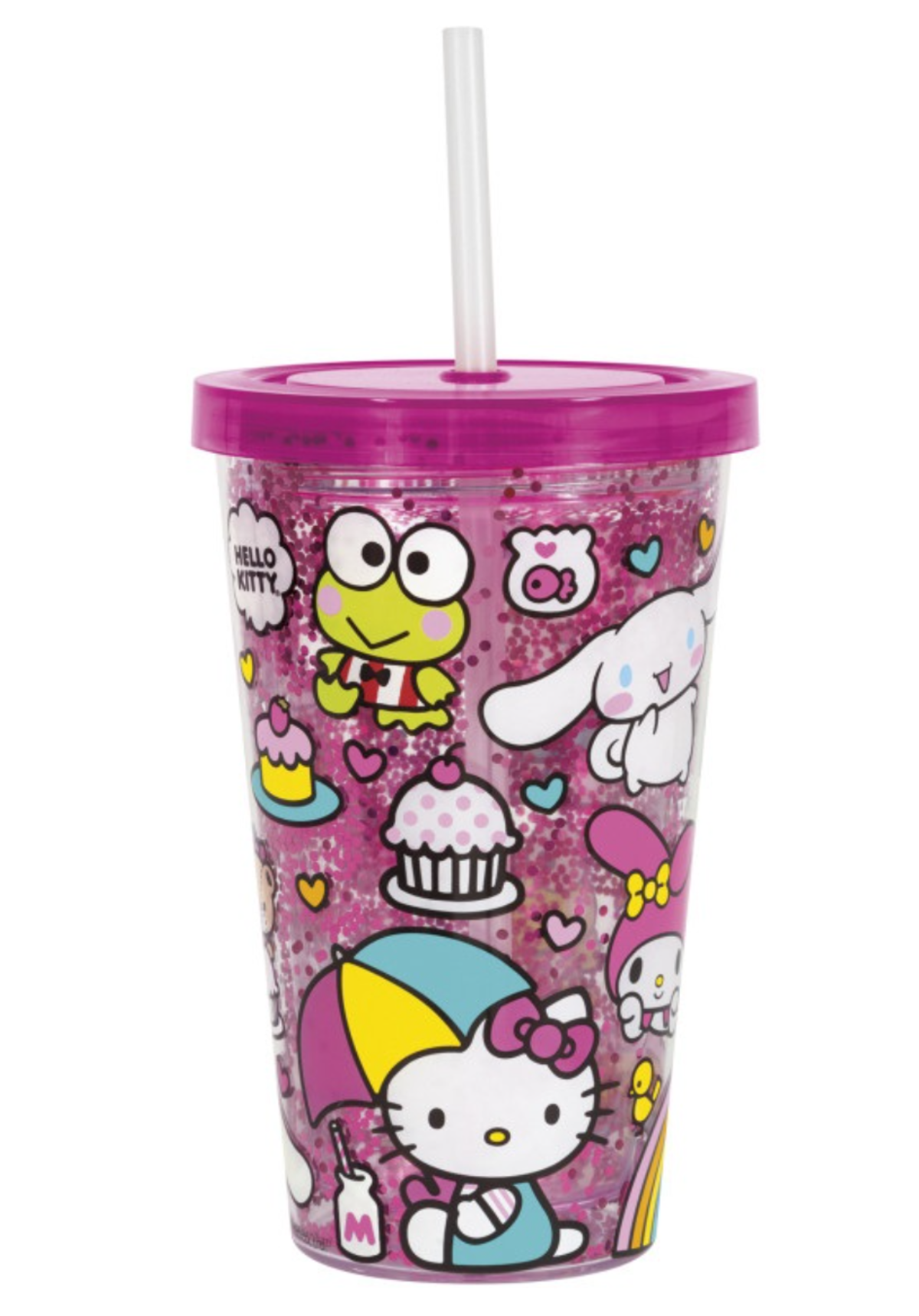 Hello Kitty and Friends Reusable 16oz Insulated Plastic Tumbler with Straw