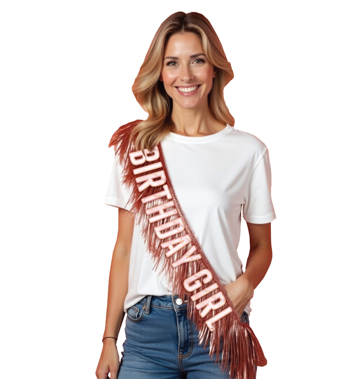 Blush Birthday Fringe Sash