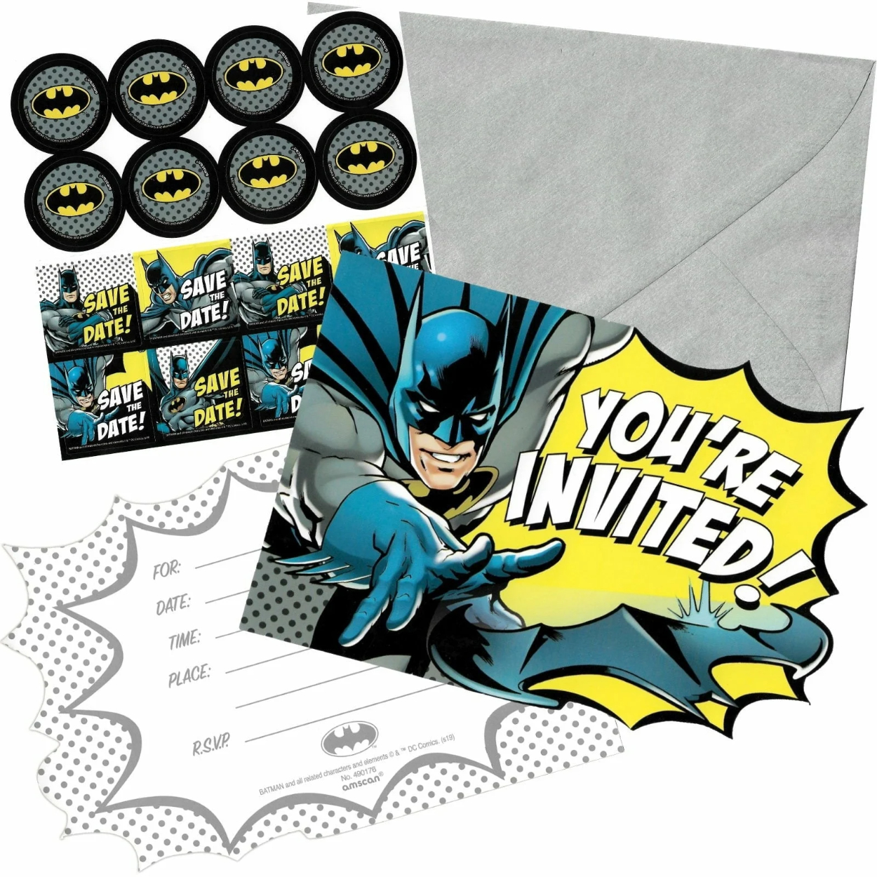 batinv006.jpg Batman Invitations 8ct. - Image 1
