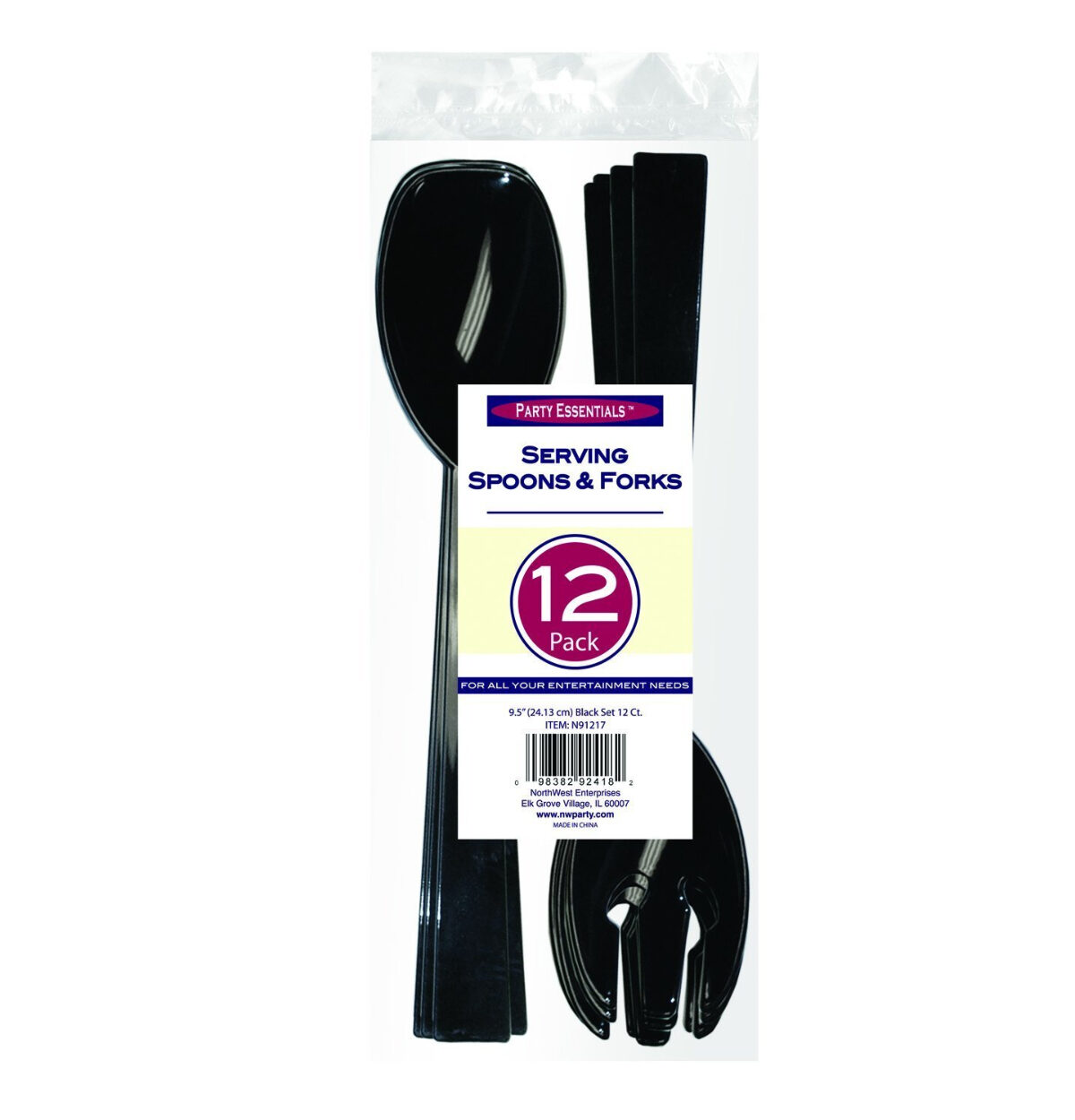 9.5 SERVING UTENSILS BLACK 6 FORKS & 6 SPOONS