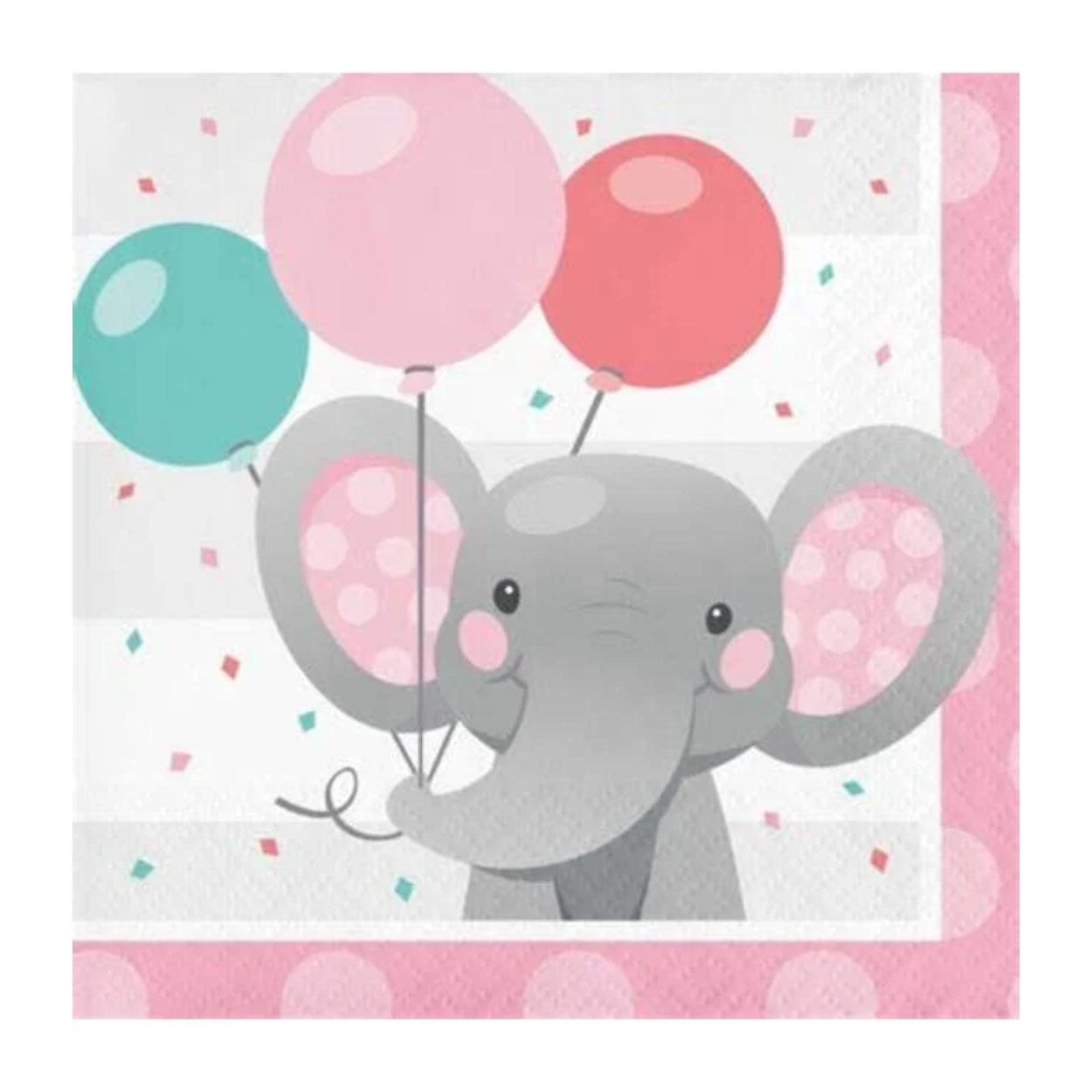 creative-converting-enchanting-elephant-girl-bever.jpg Enchanting Elephant 2P Beverage Napkins 16CT. - Girl - Image 1