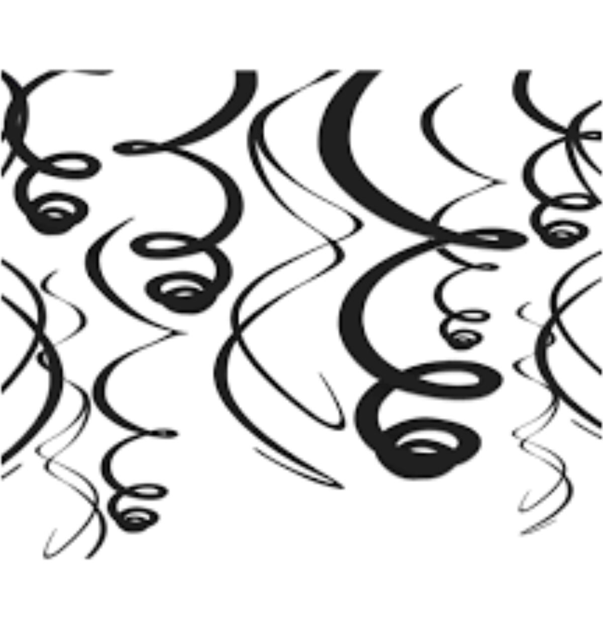 Jet Black Plastic Swirl Decorations