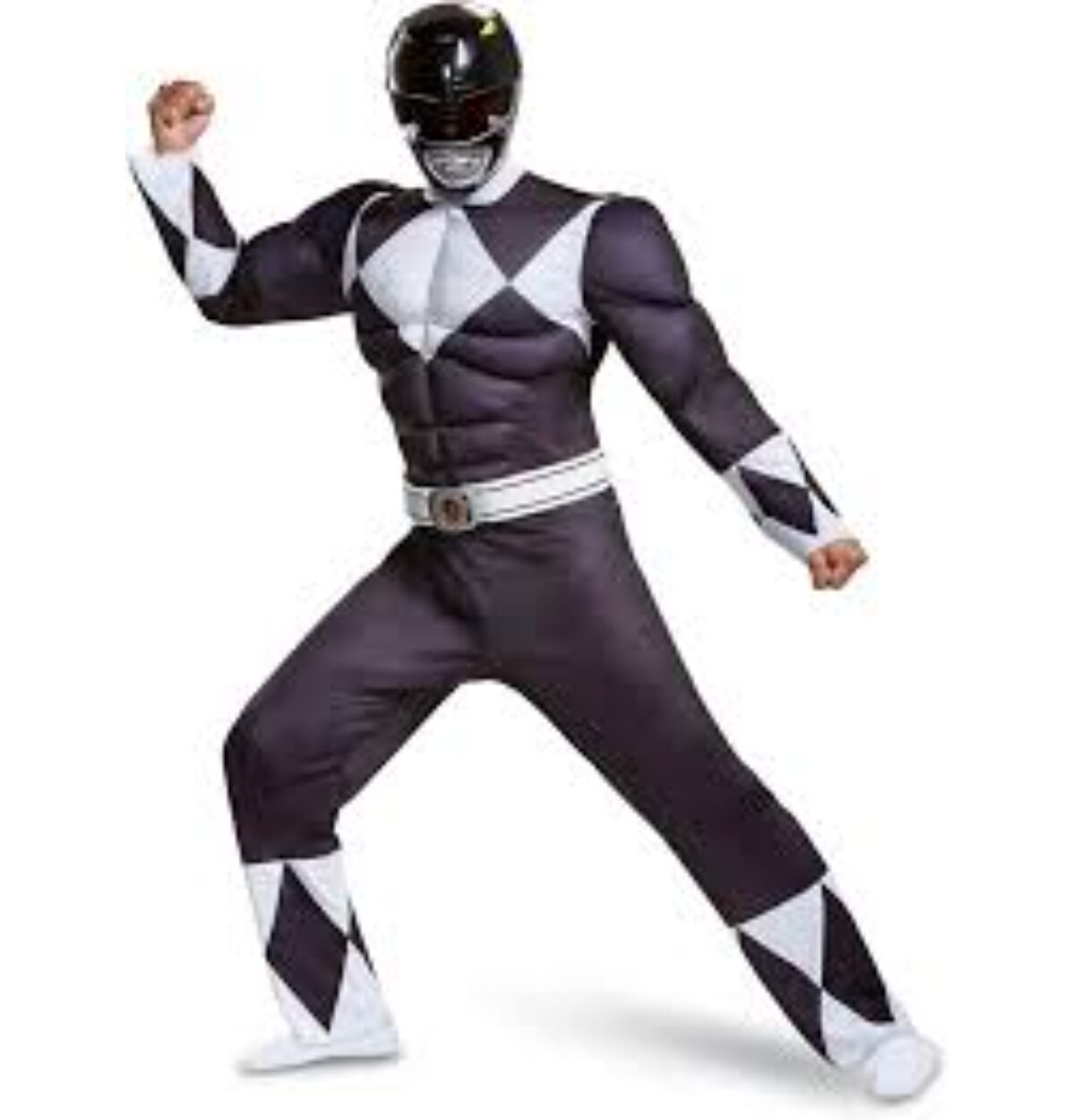 BLACK RANGER CLASSIC MUSCLE ADULT COSTUME XL 42 TO 46
