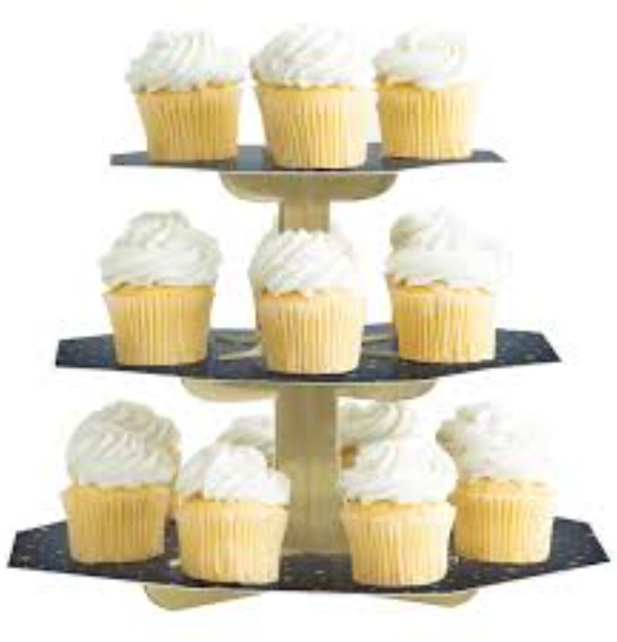 Black & Gold Tiered Cupcake Stand