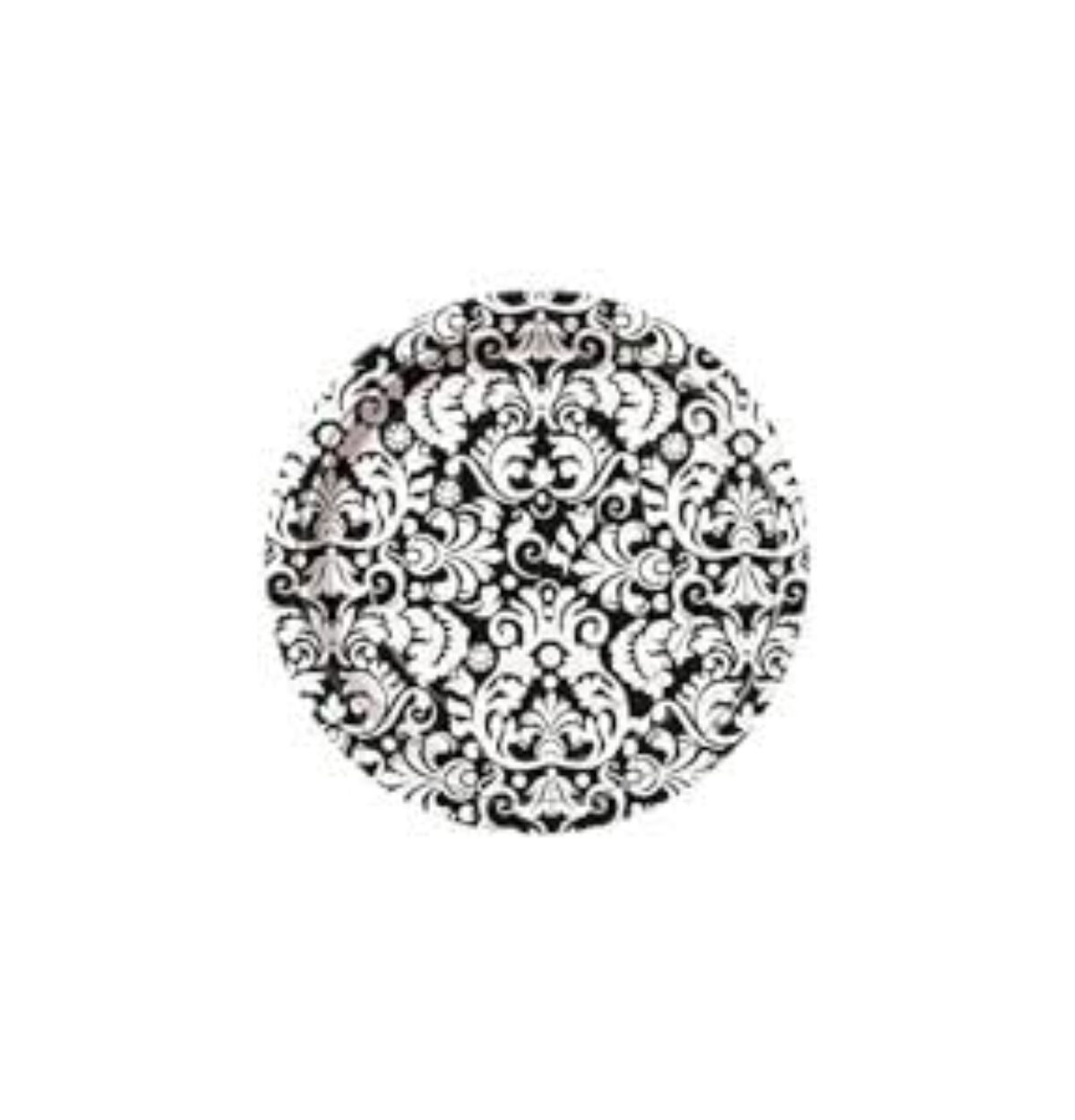 Black Damask 7in Plates 8ct.