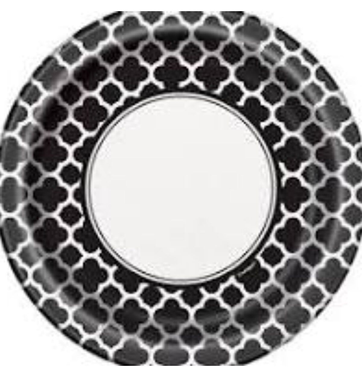 Black Quatrefoil 7in Plates 8ct.