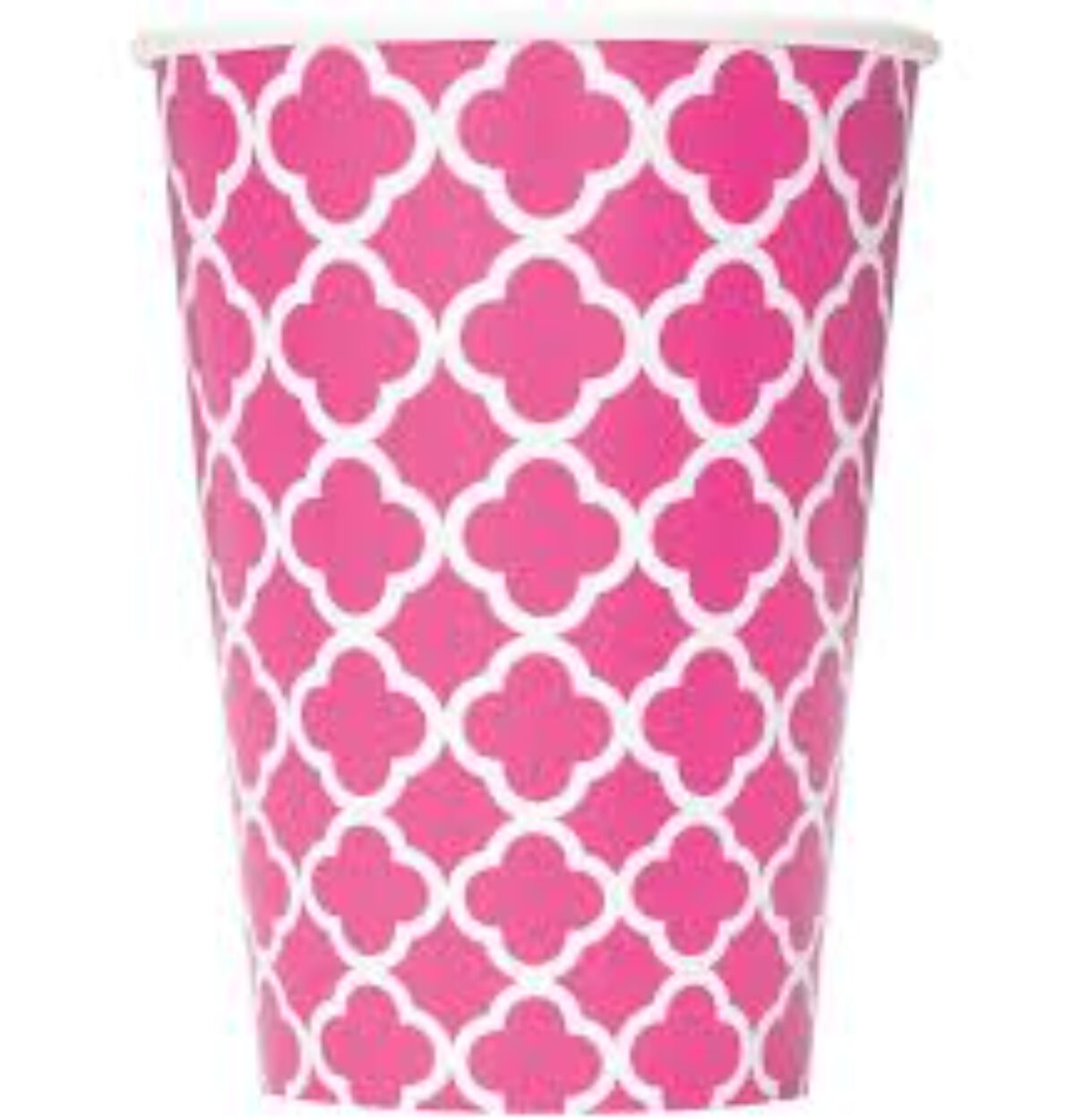 Hot Pink Quatrefoil 12oz Cup 6ct.